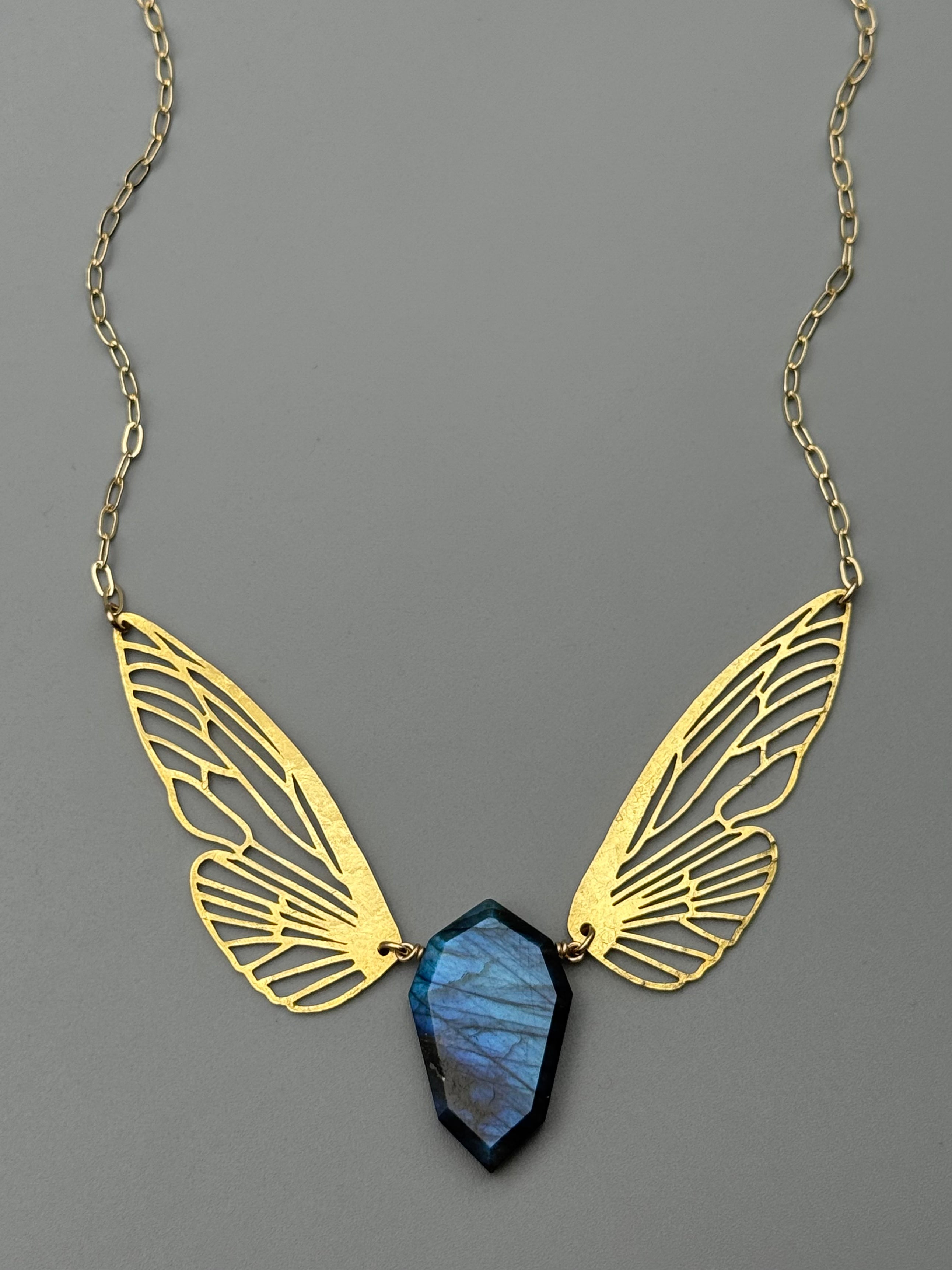 •METAMORPH• labradorite petal + gold necklace (16"-18" long)