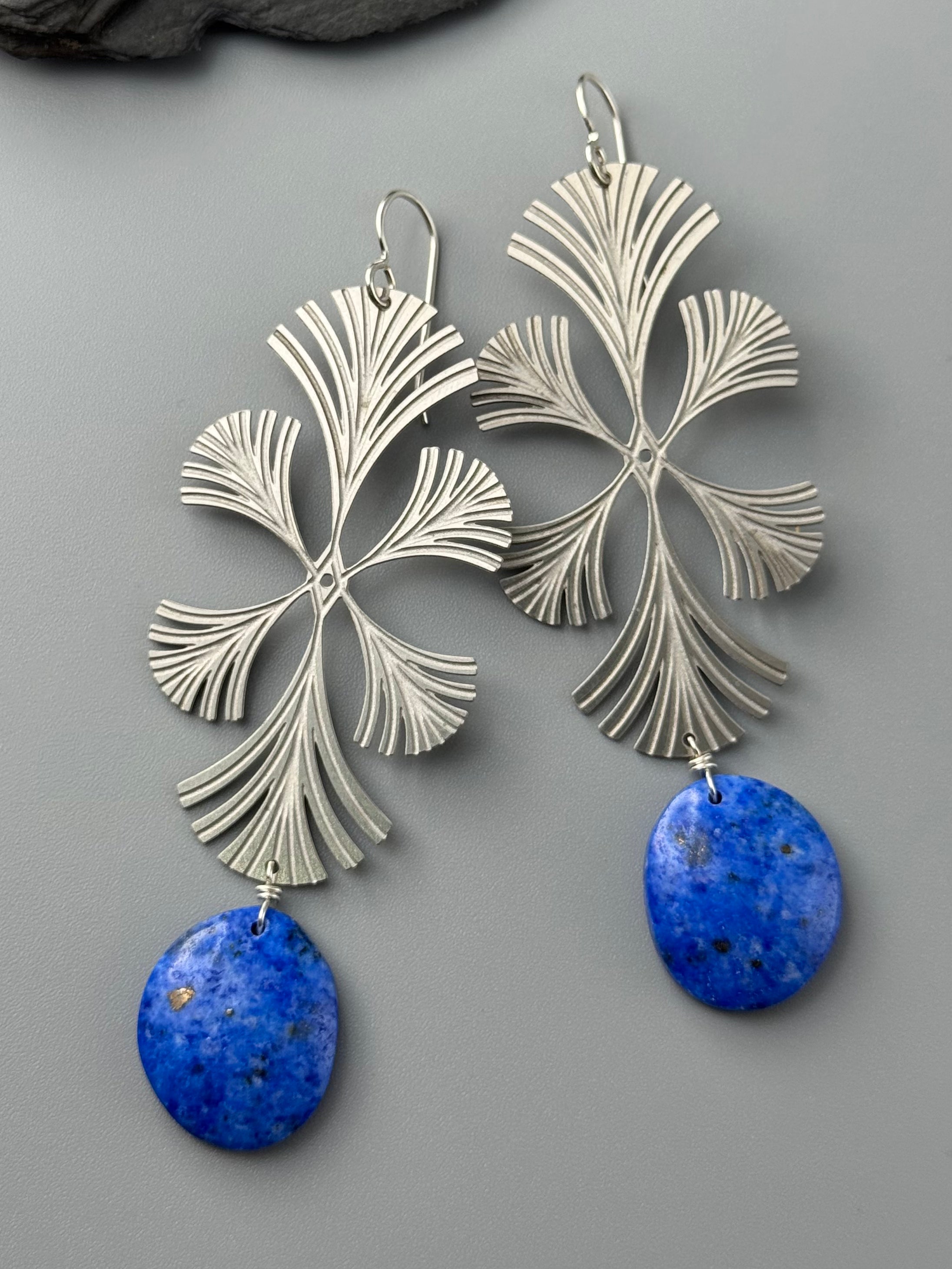 •SIGIL• denim lapis + silver earrings