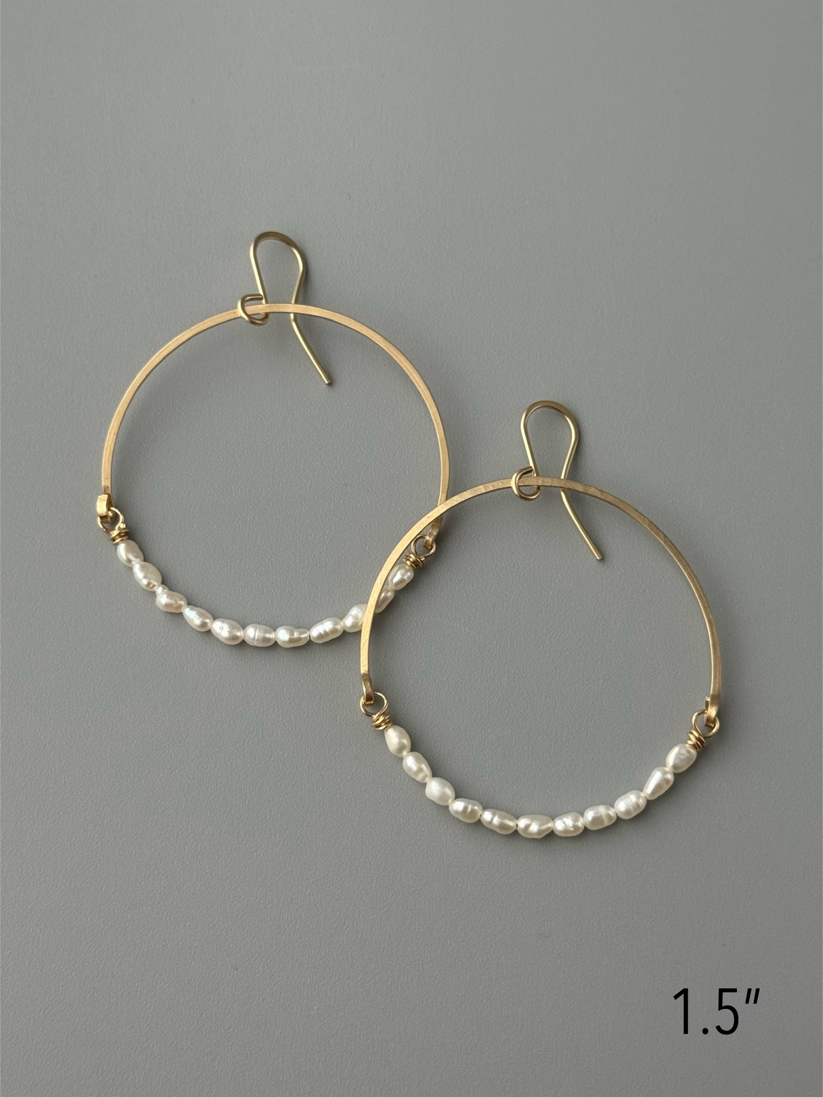 •HOOP DANGLE• pearl + gold earrings