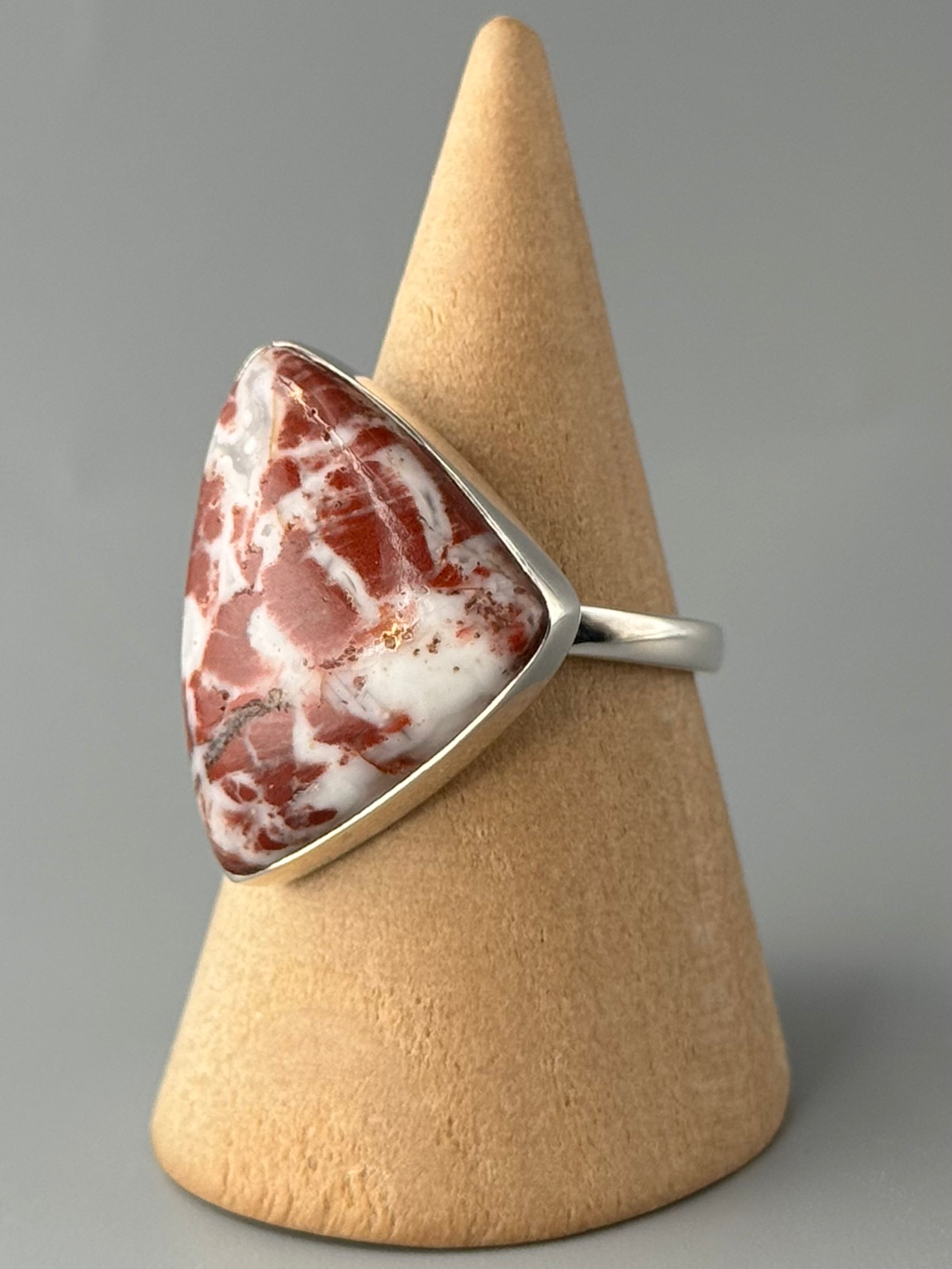 •BRECCIATED JASPER - SOFT TRIANGLE• sterling silver ring (size 9)