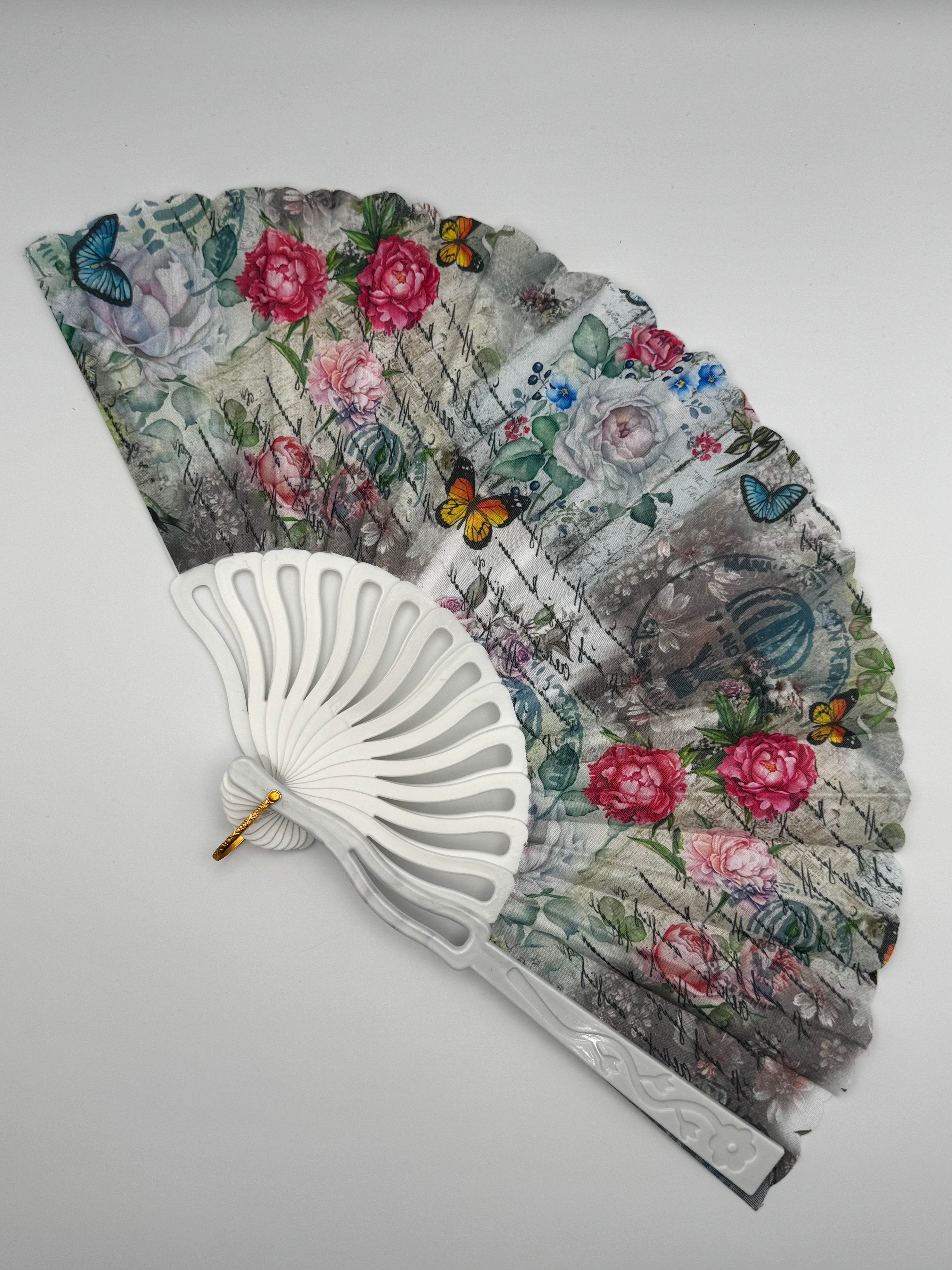 •VIOLET• butterfly floral folding fan