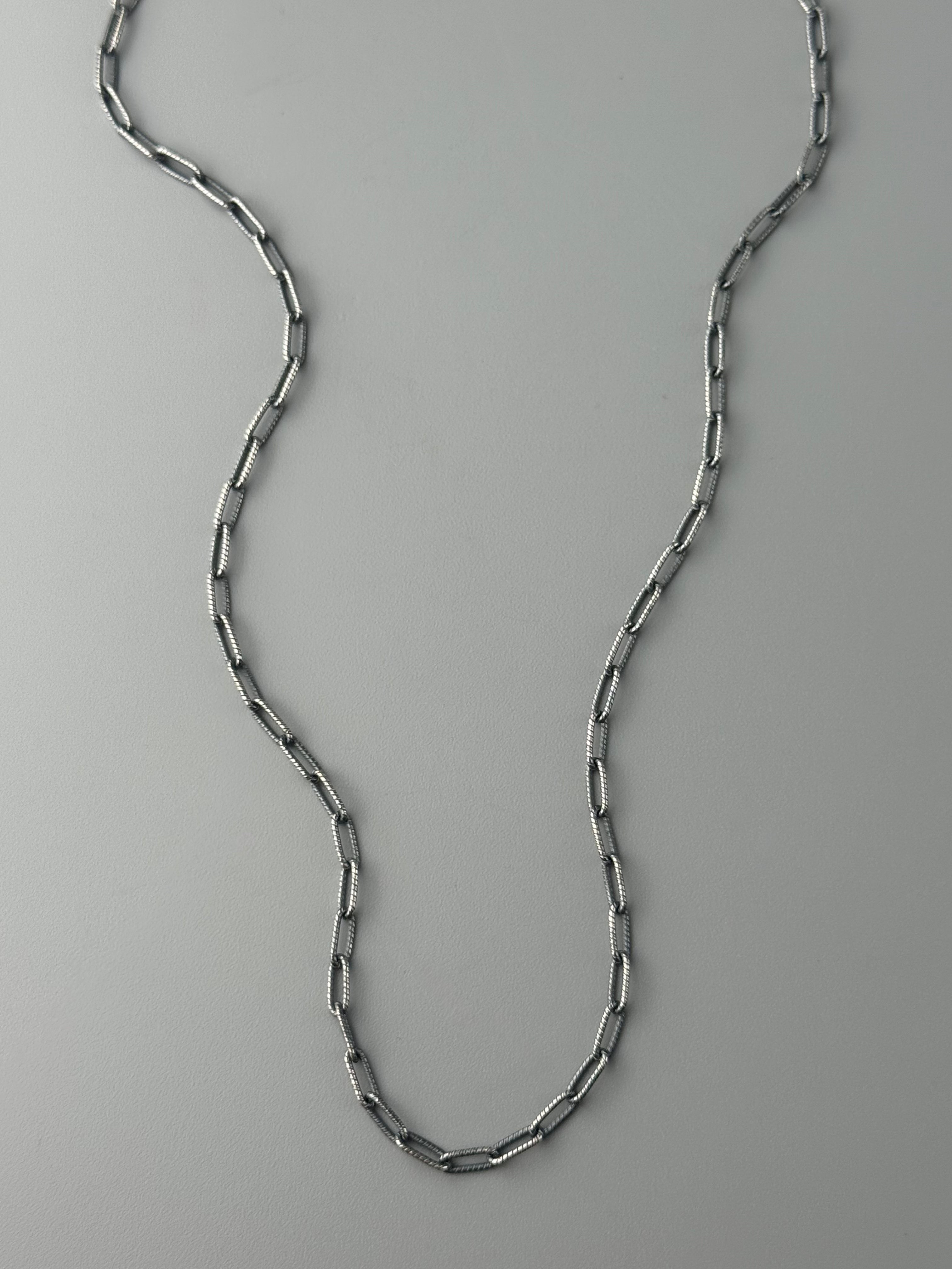 •MEDIUM TEXTURED PAPERCLIP• oxidized sterling silver chain