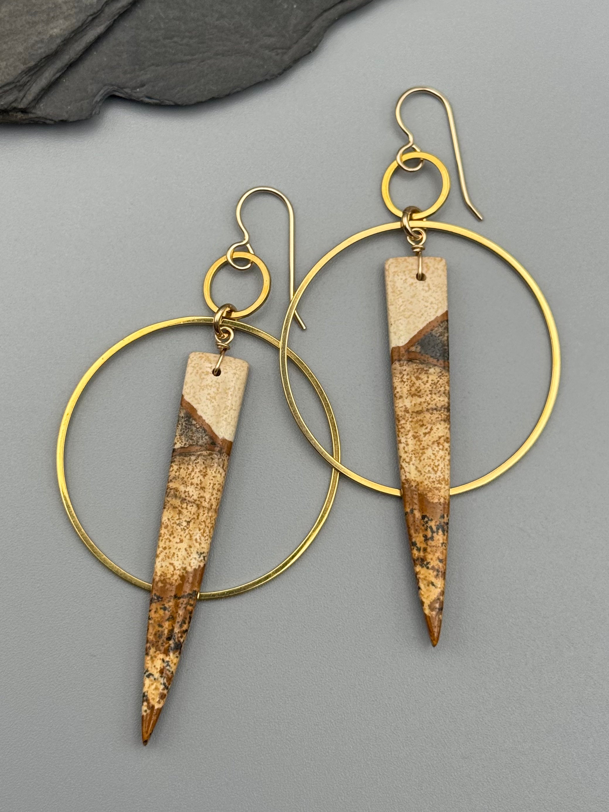 •EQUA-ORBIT• picture jasper + gold earrings