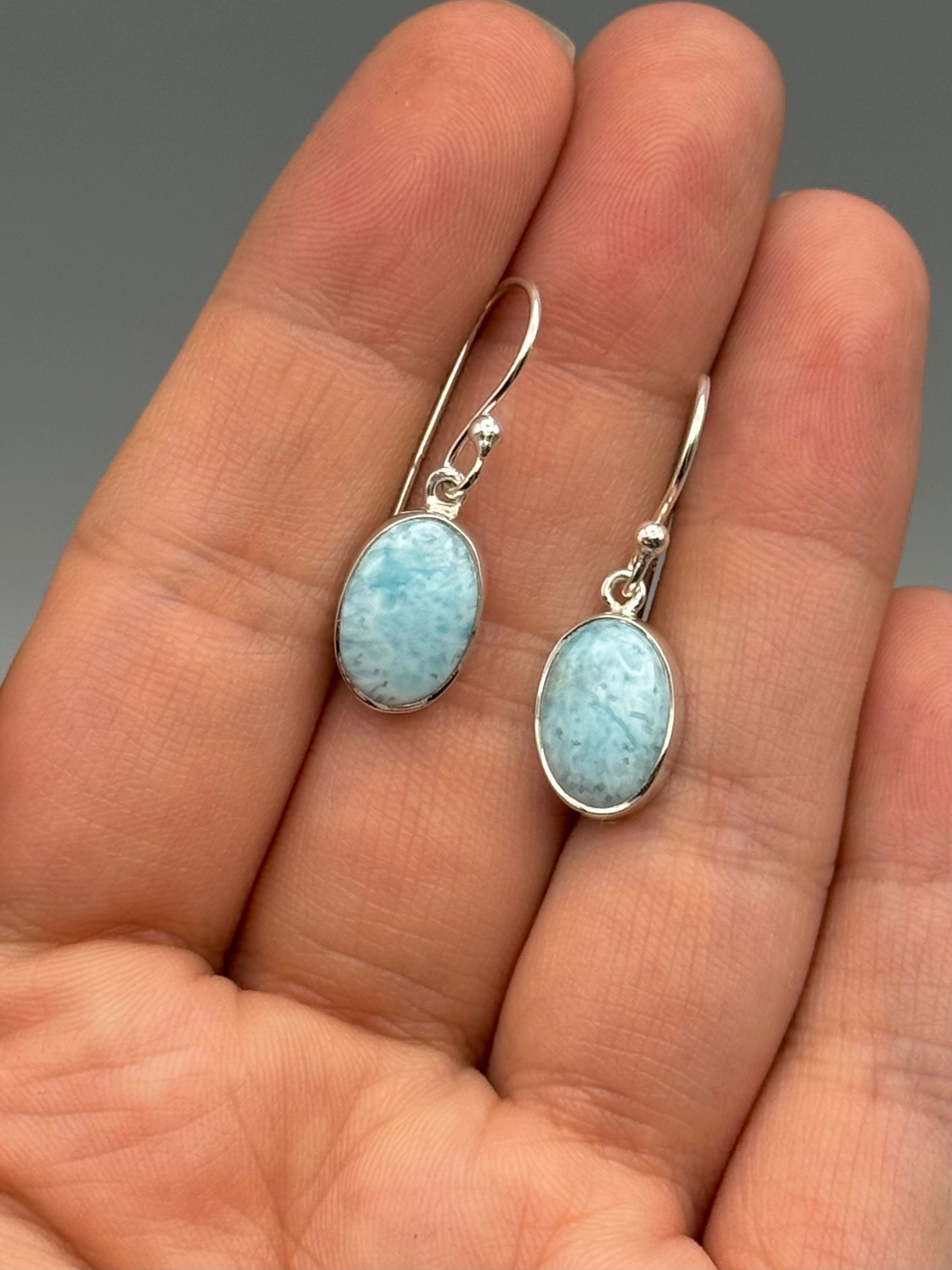 •LARIMAR - OVAL• silver dangle earrings