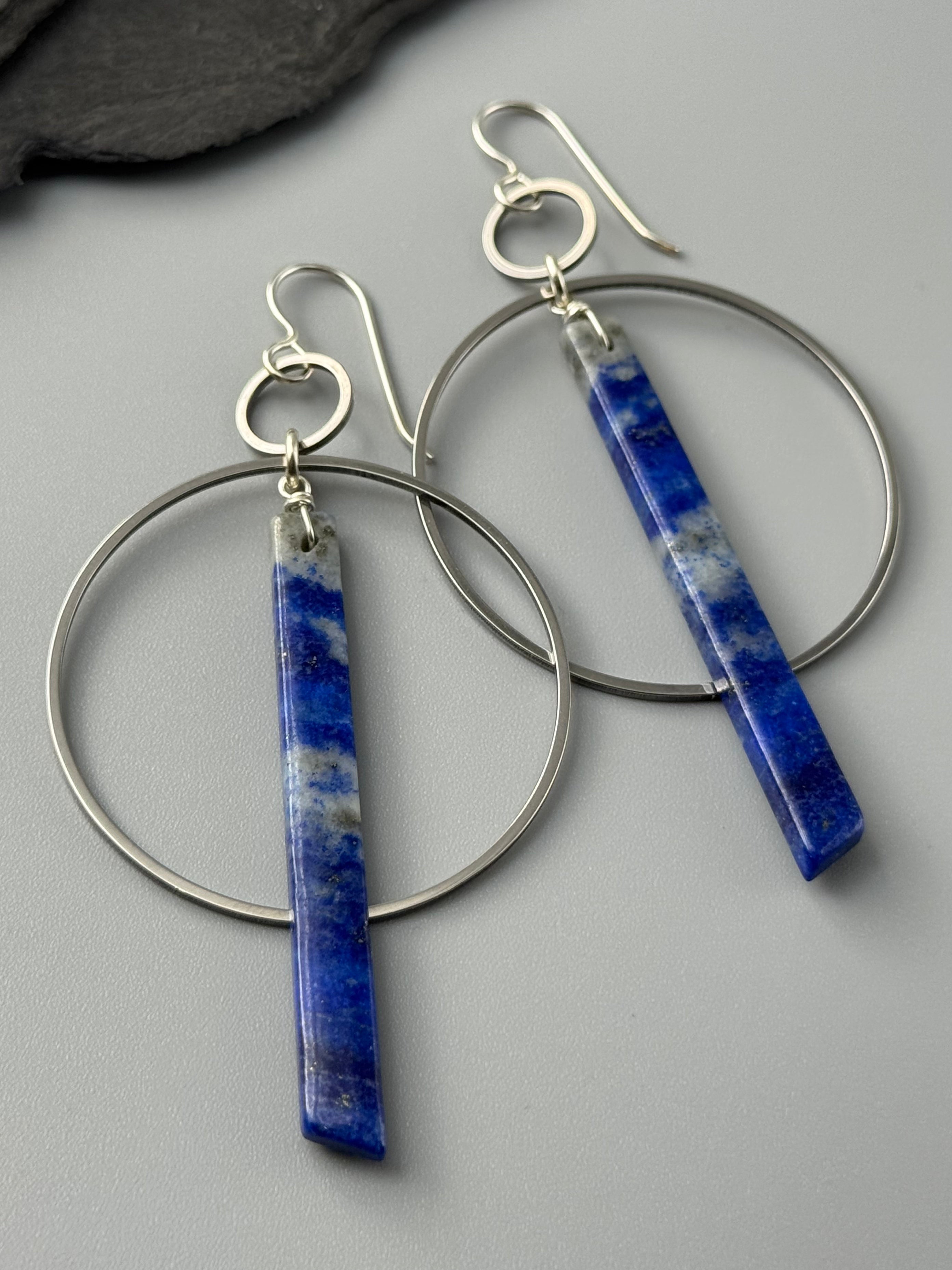 •EQUA-ORBIT• lapis lazuli + silver earrings