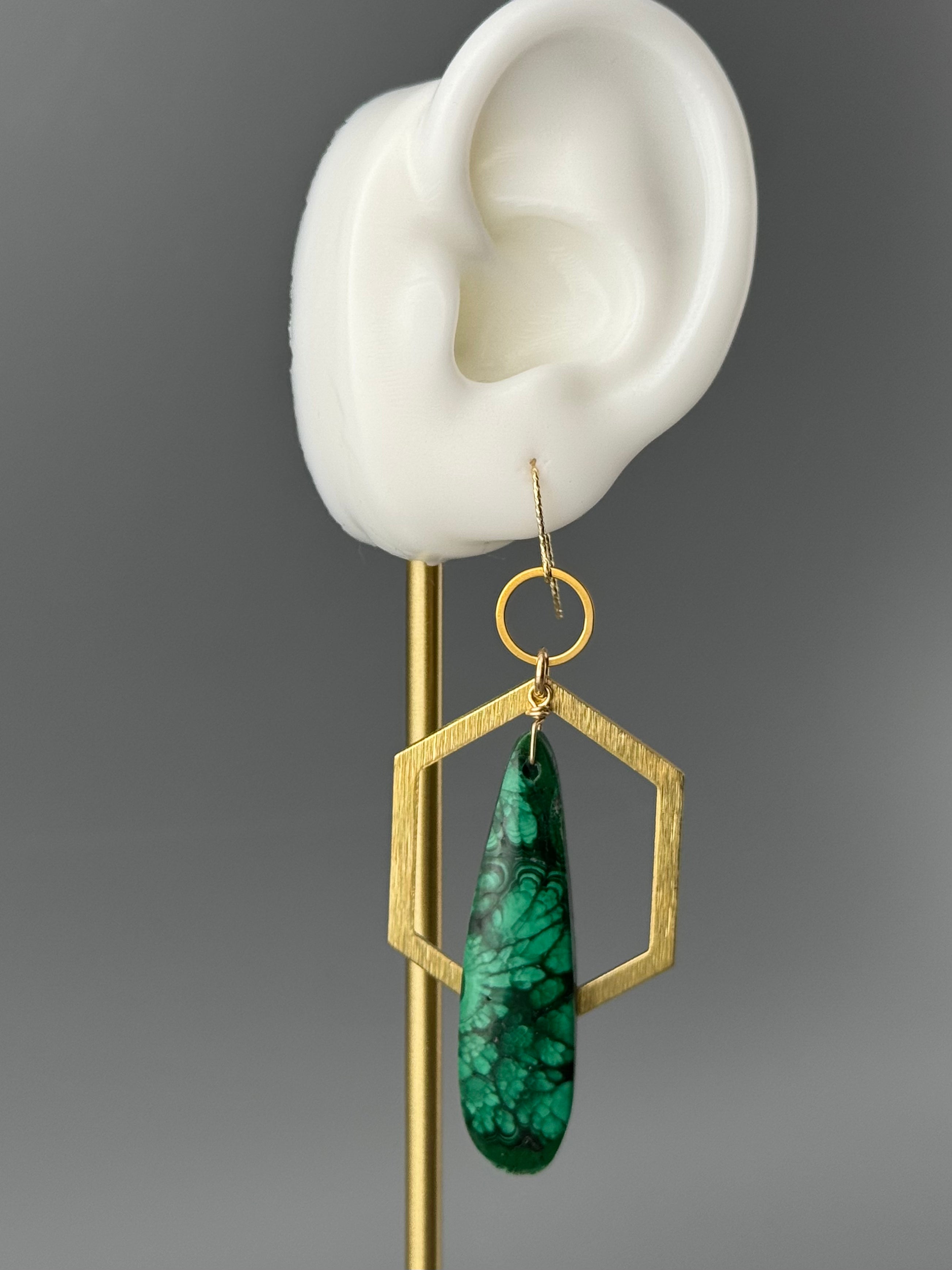 •HEX ORBIT• congolese malachite + gold earrings