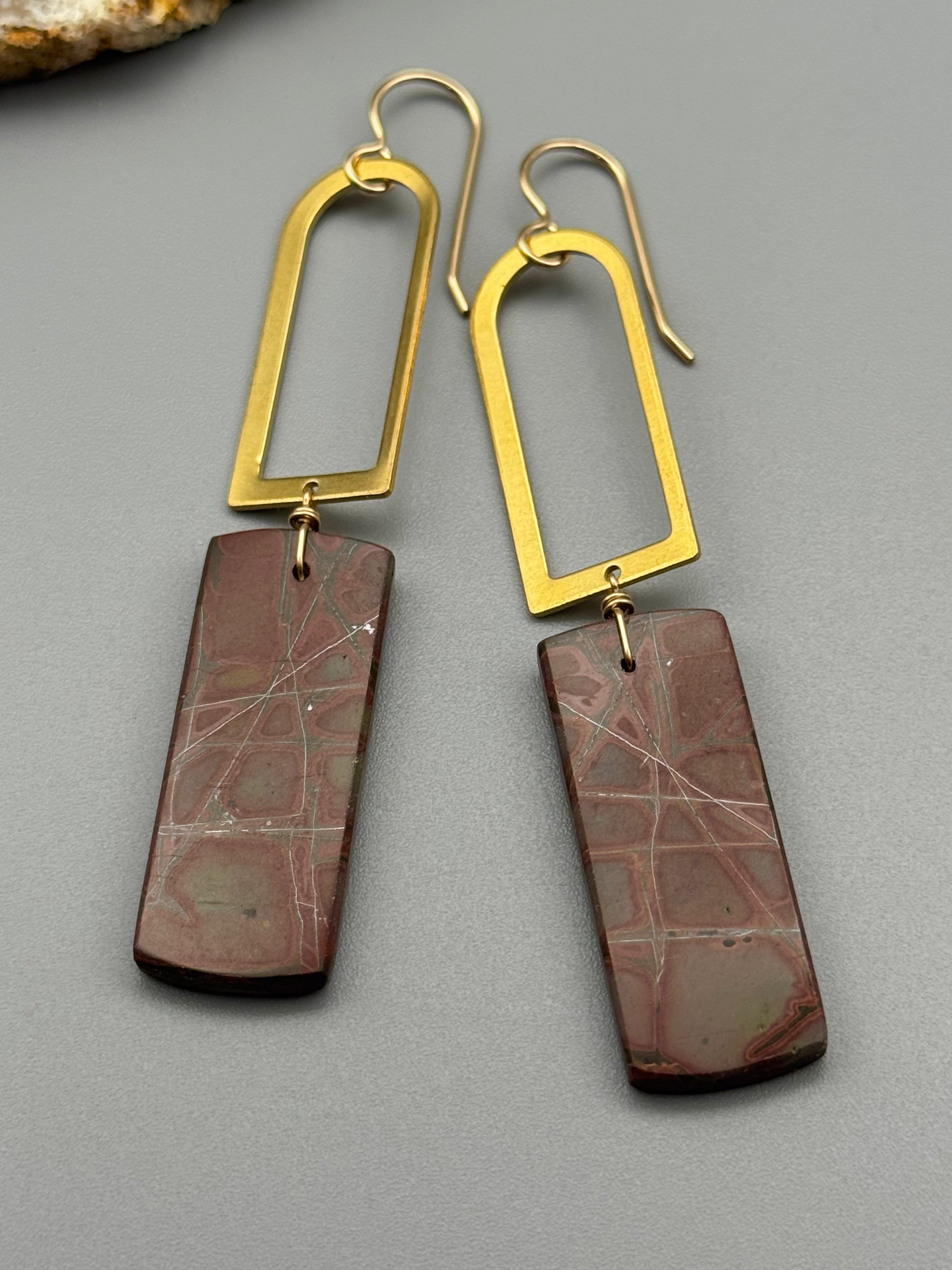 •PORTAL• red creek jasper tower + gold earrings