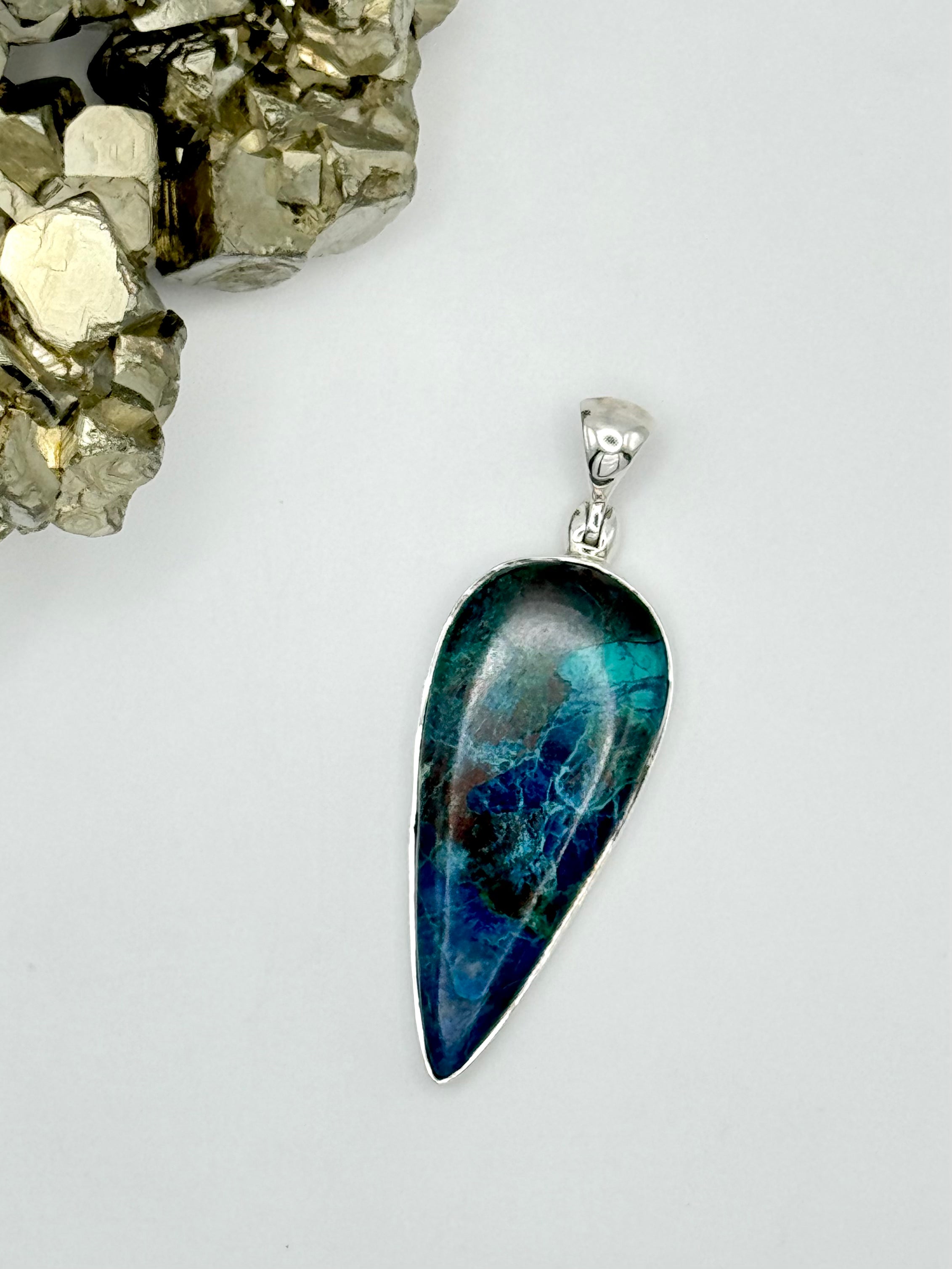 •SHATTUCKITE SPEAR TEAR - 1• sterling silver pendant