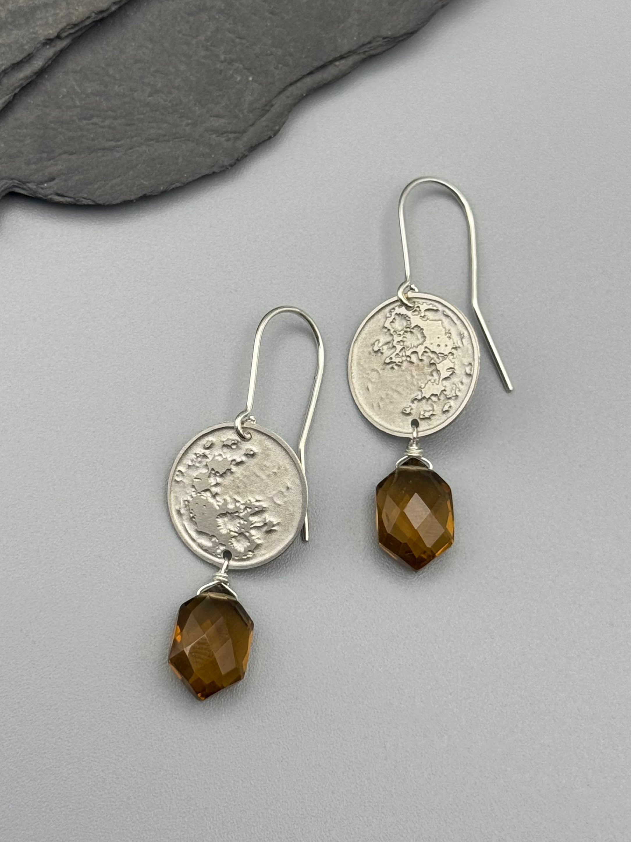 •MY MOON• smoky quartz + silver earrings
