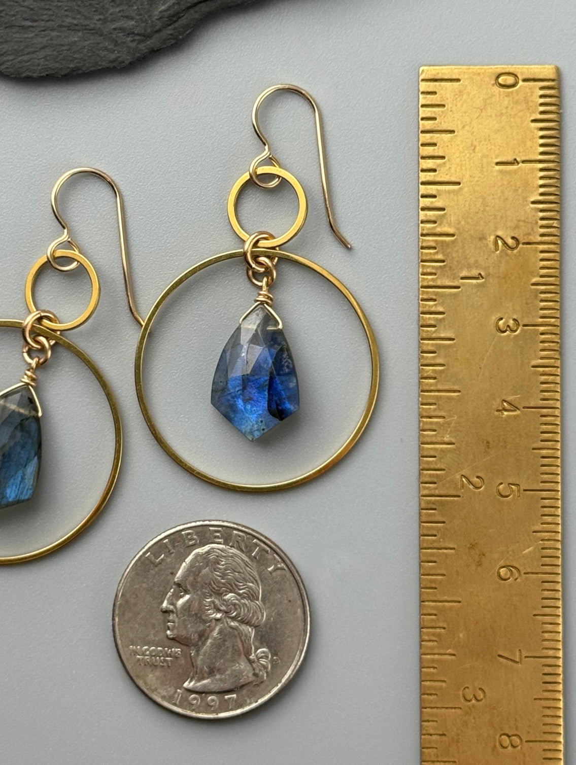 •EQUA-ORBIT• labradorite + gold earrings