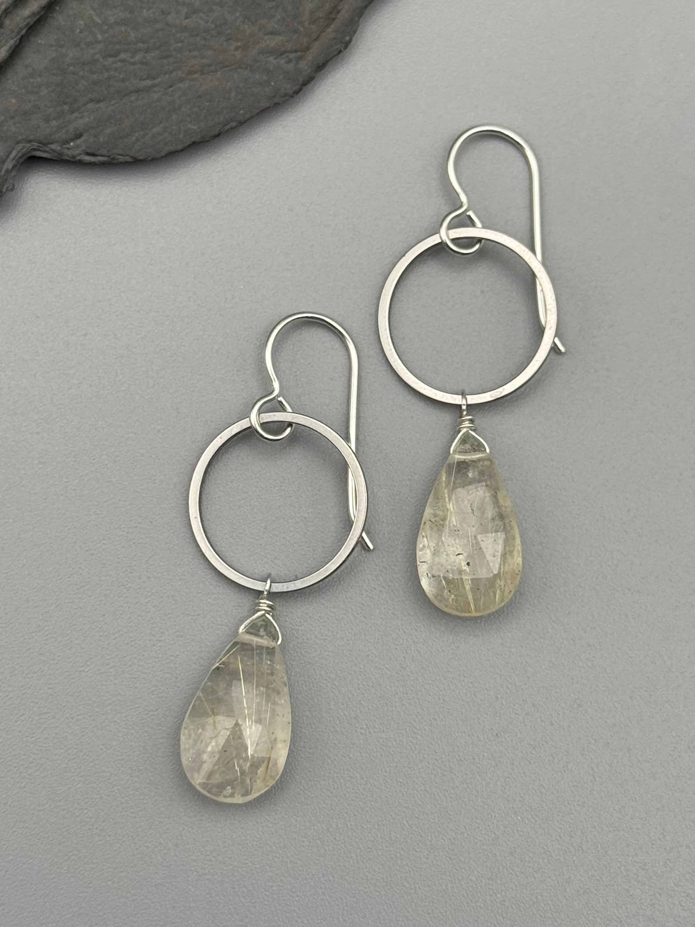 •LUNA• rutilated quartz + silver earrings