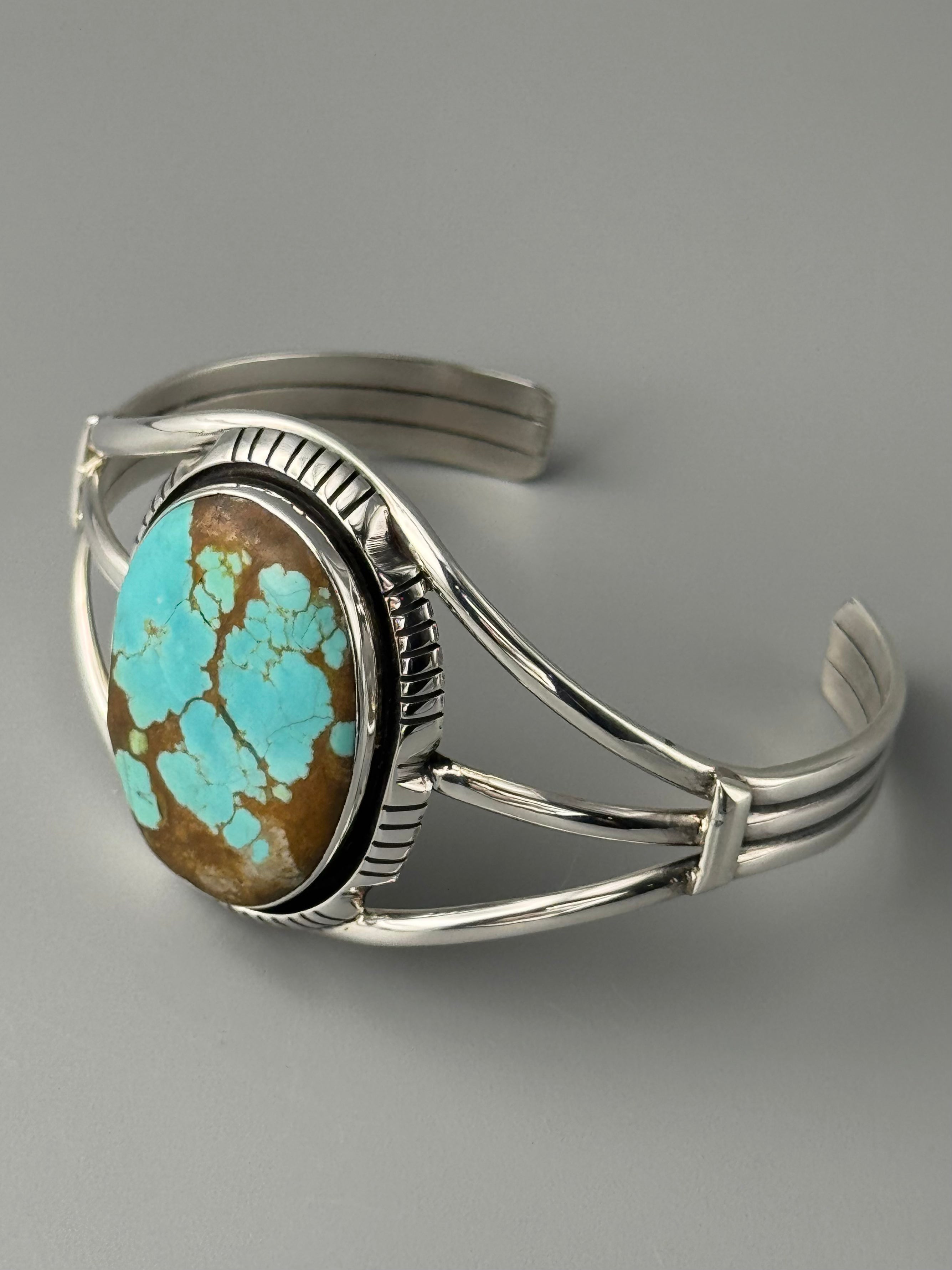 •#8 TURQUOISE - ATSAH• Navajo sterling silver cuff bracelet (6.75" +/-)