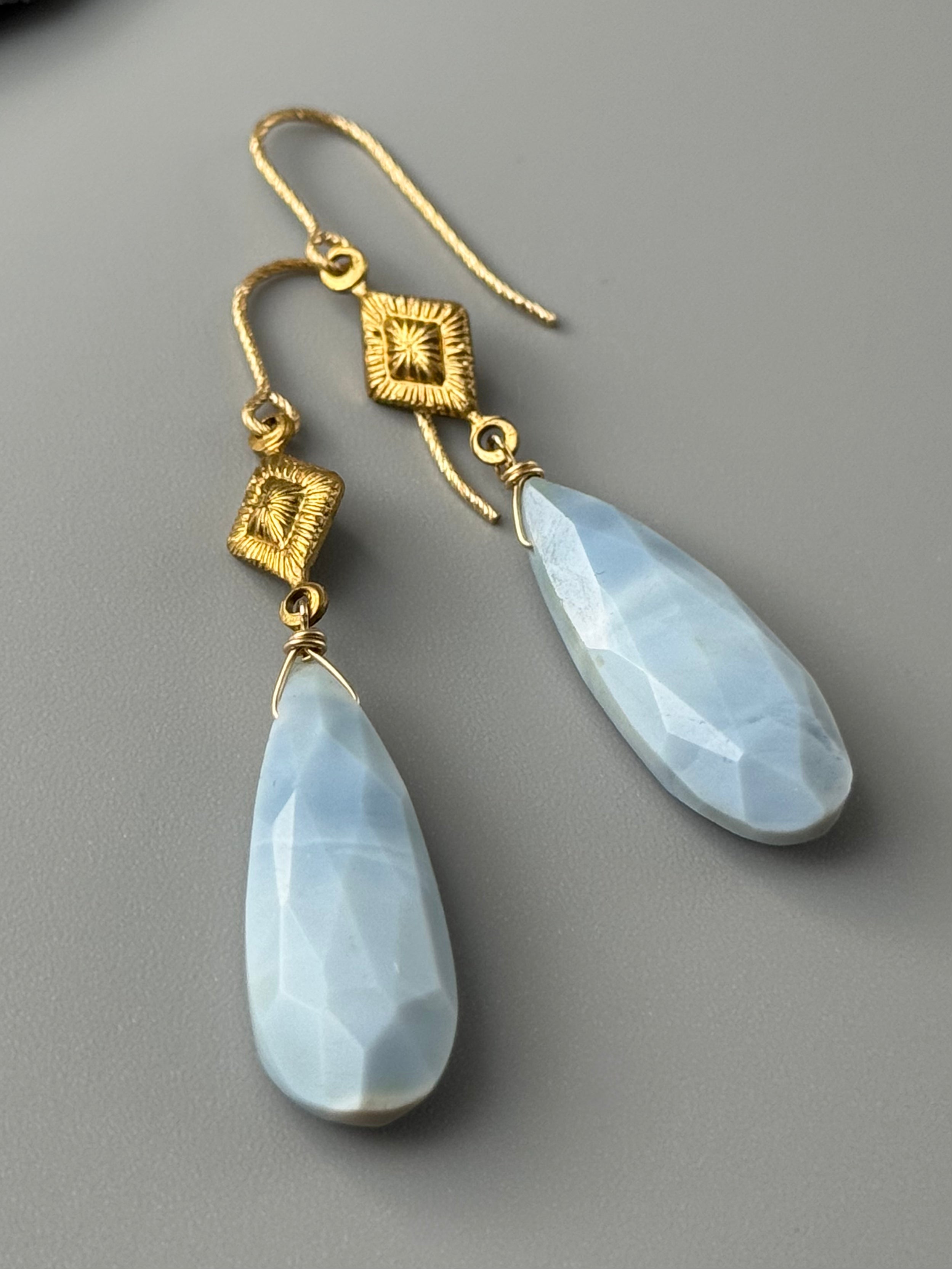 •AGATHA• blue opal + gold earrings