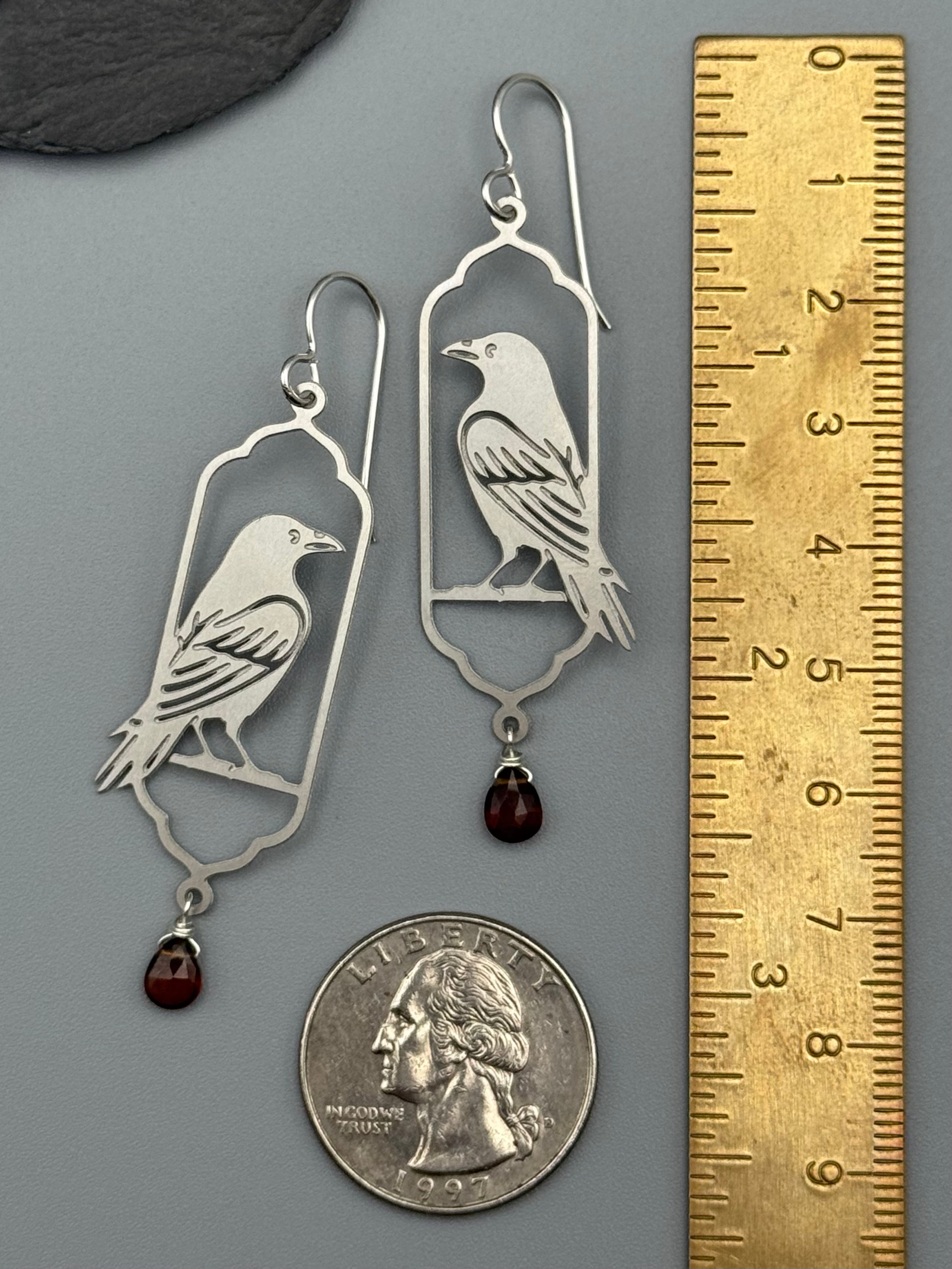 •NEVERMORE• hessonite garnet + silver earrings