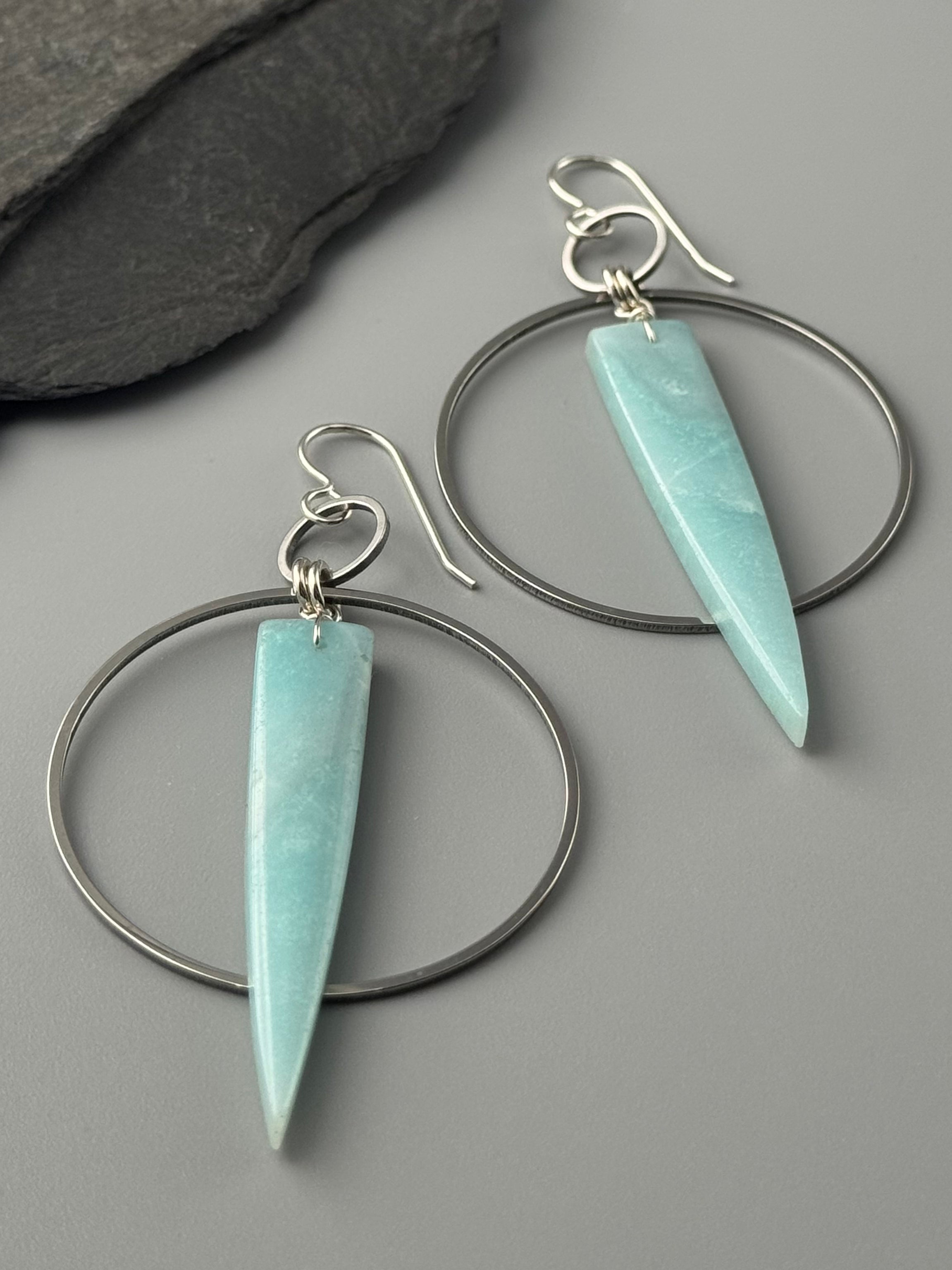 •EQUA-ORBIT• amazonite + silver earrings