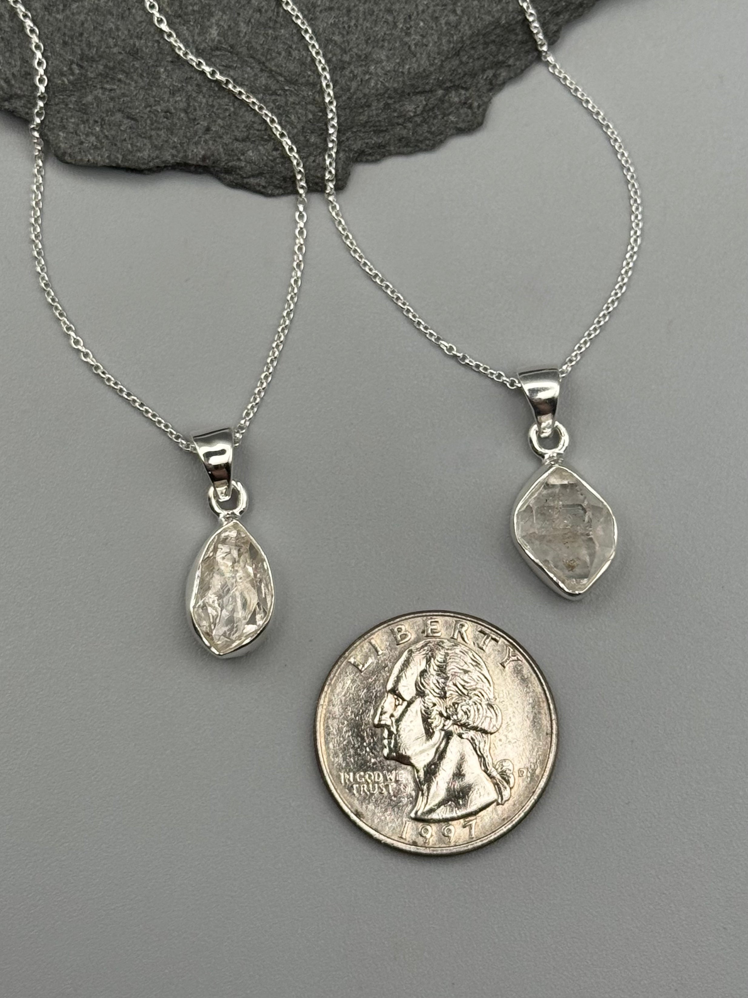 •HERKIMER DIAMOND - NUGGET• sterling silver necklace (18" long)