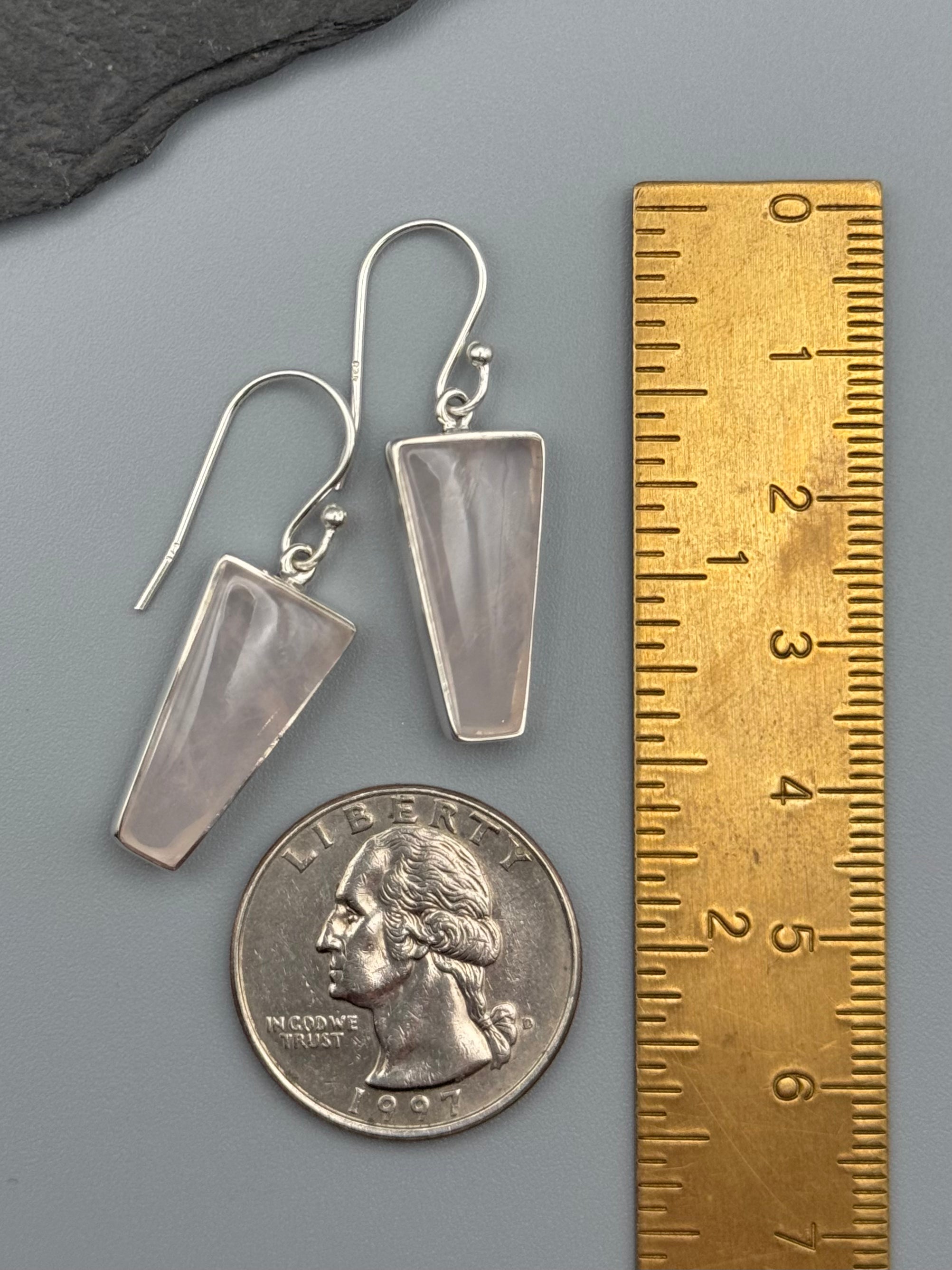 •ROSE QUARTZ - PORTAL• silver dangle earrings