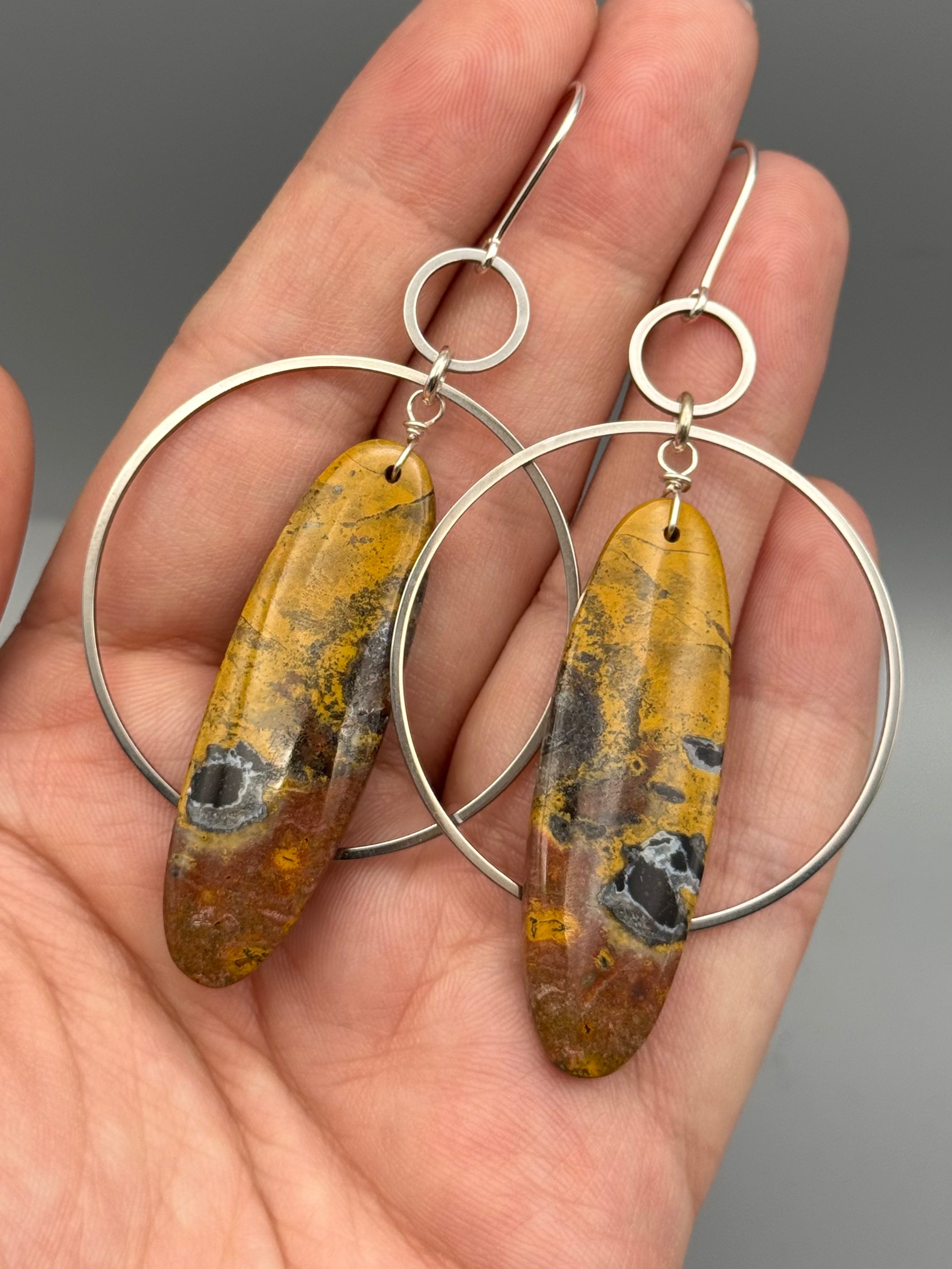 •EQUA-ORBIT• jasper deep oval + silver earrings