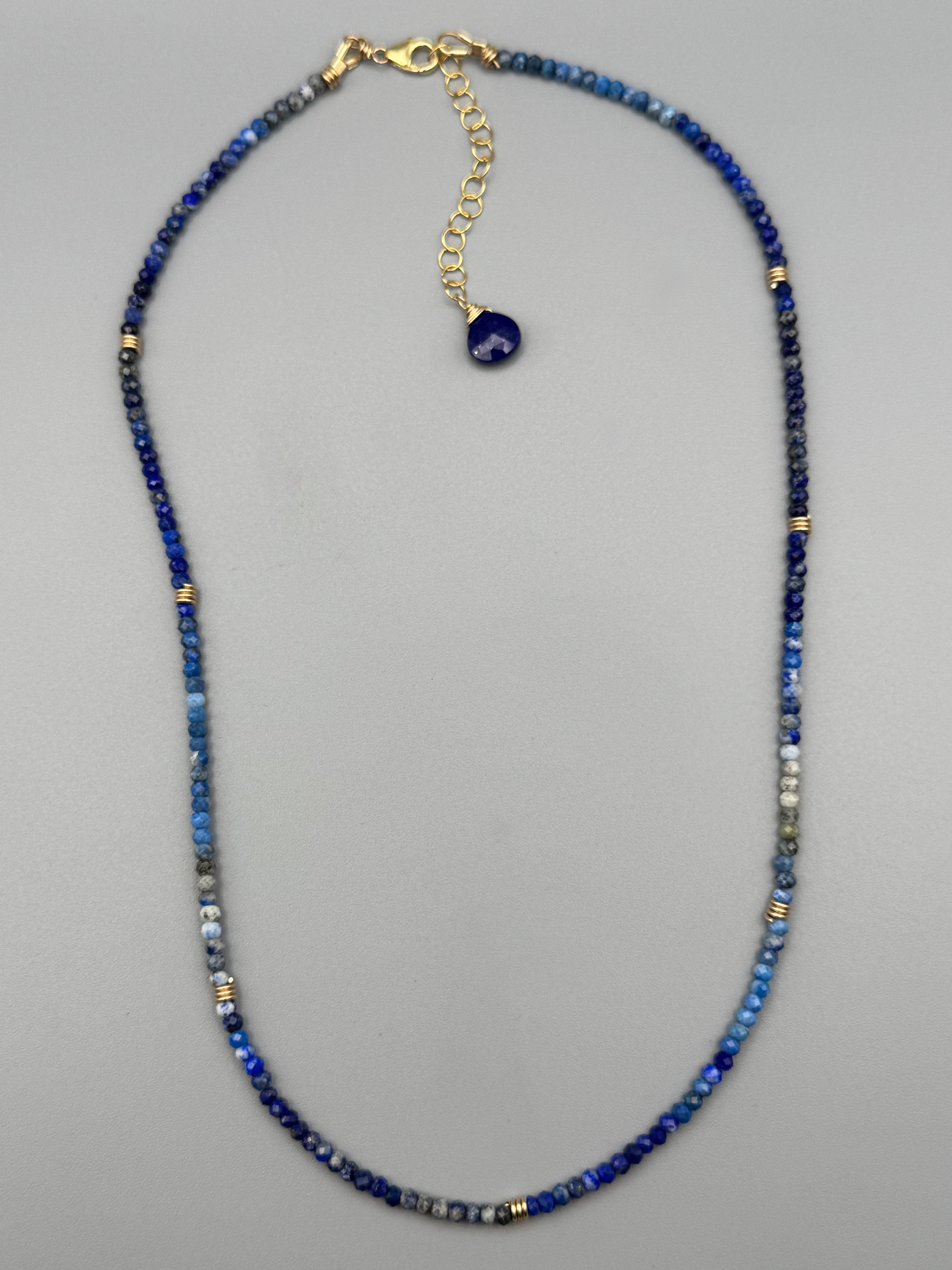 •LIL' COILS• lapis + gold beaded necklace (16"-17.5" long)