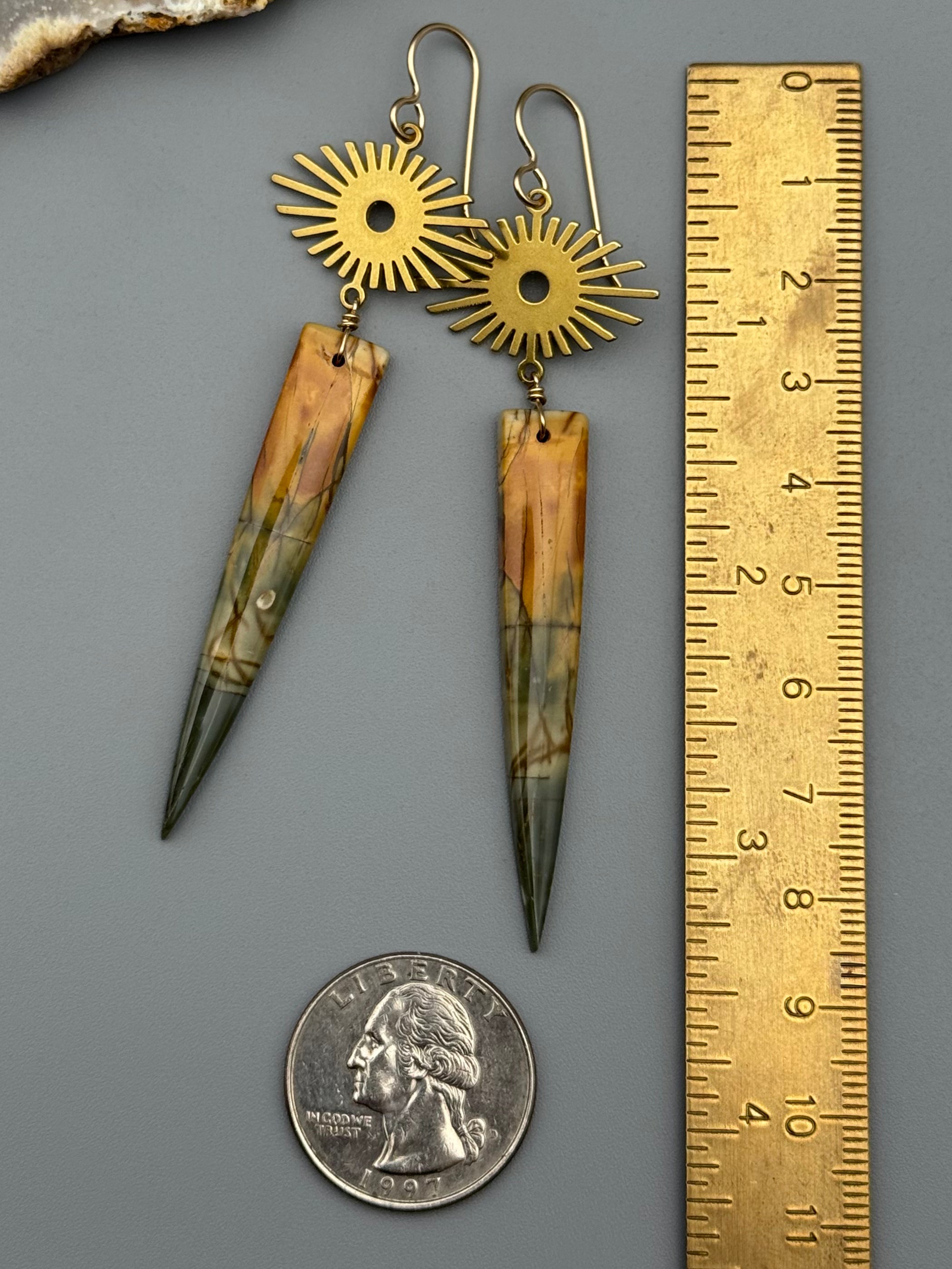 •EYE SHINE• red creek jasper + gold earrings