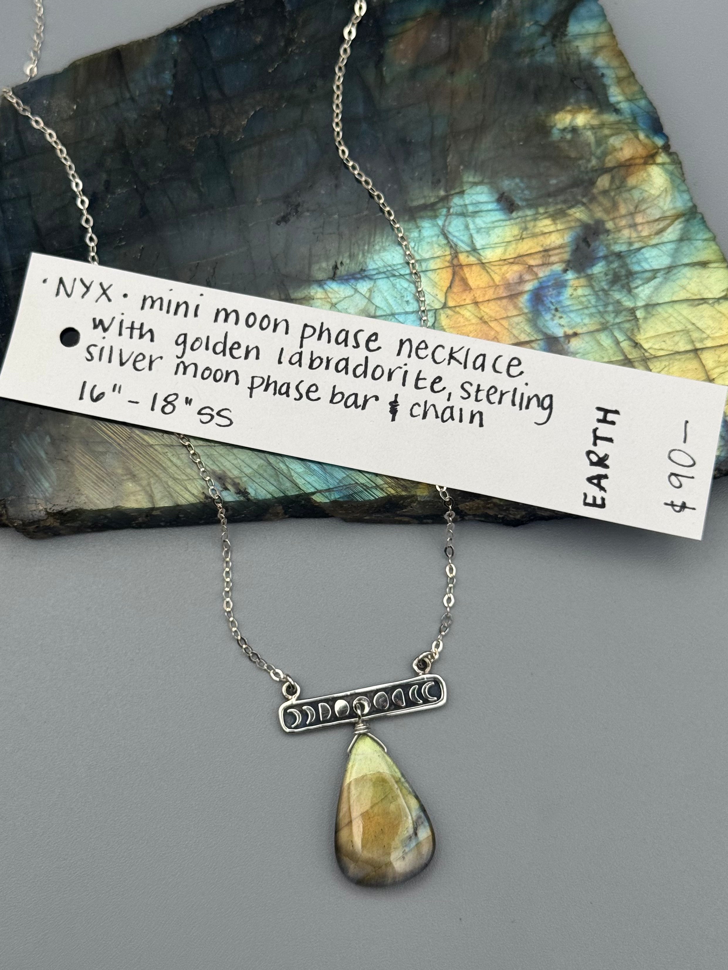 •NYX• golden labradorite + silver necklace (16"-18" long)
