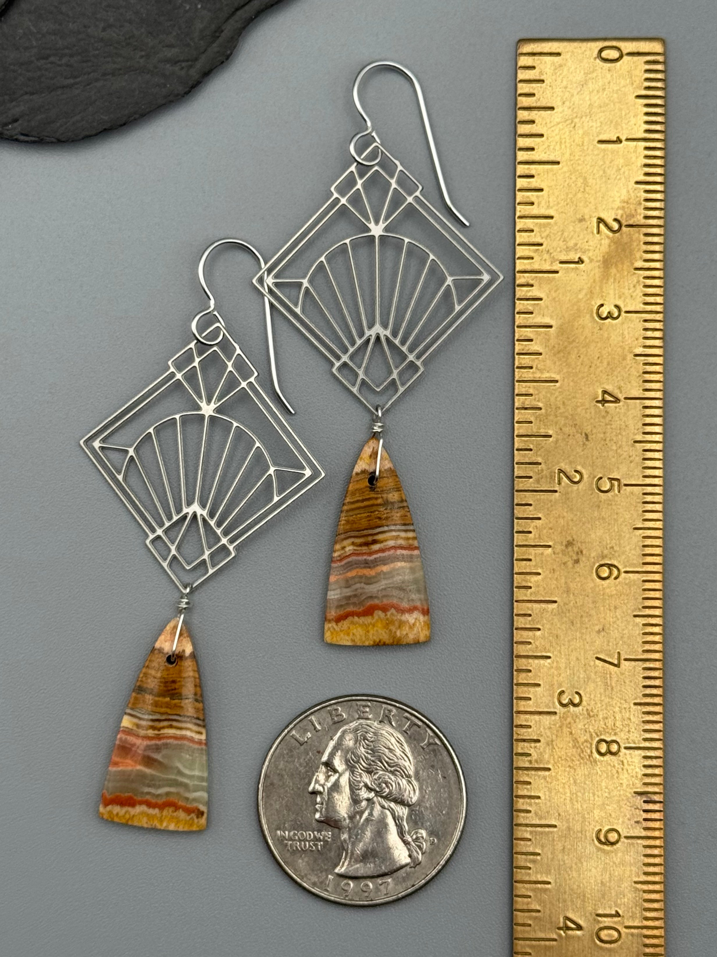 •DECO DIAMOND• picture jasper + silver earrings