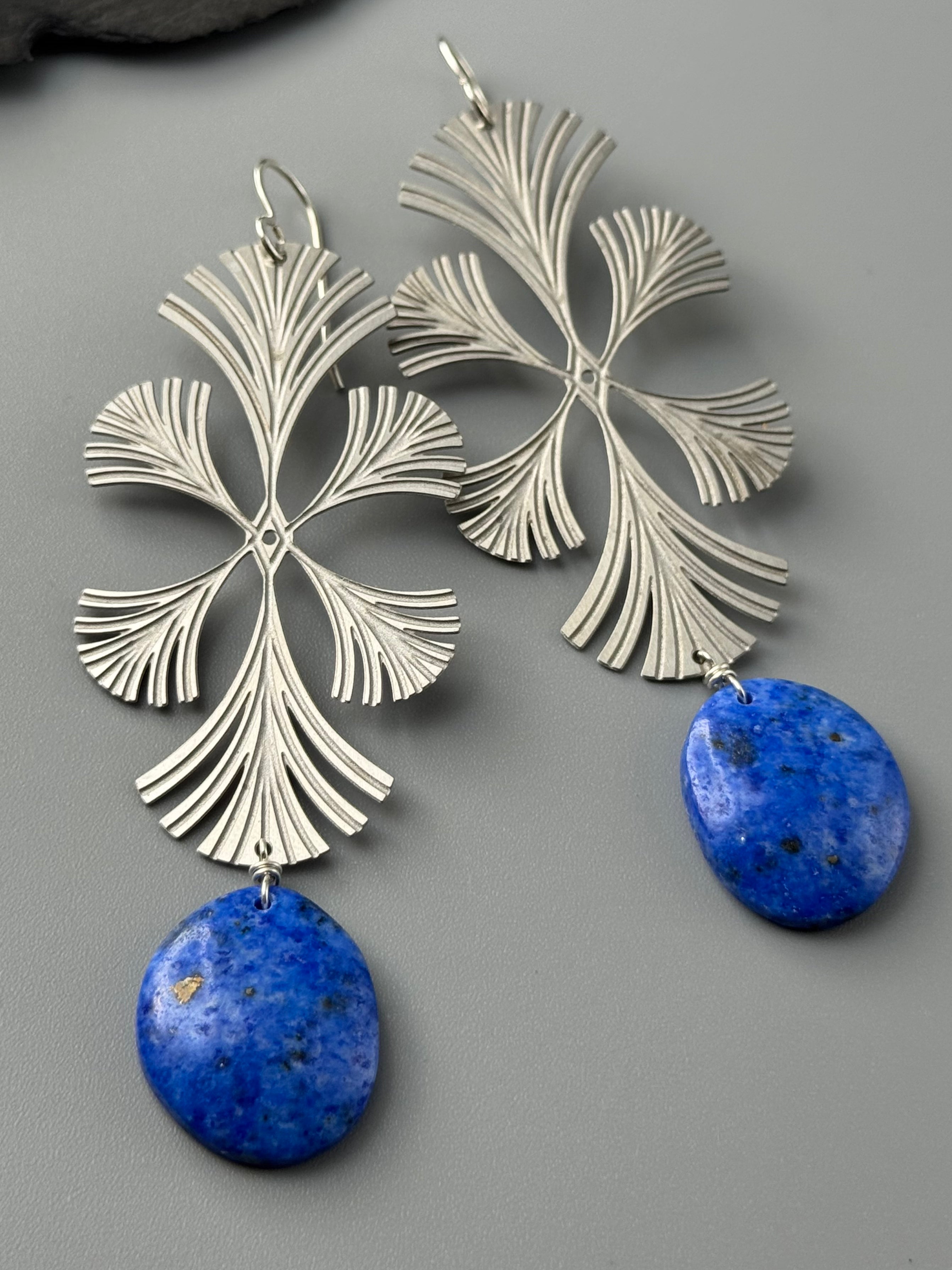 •SIGIL• denim lapis + silver earrings