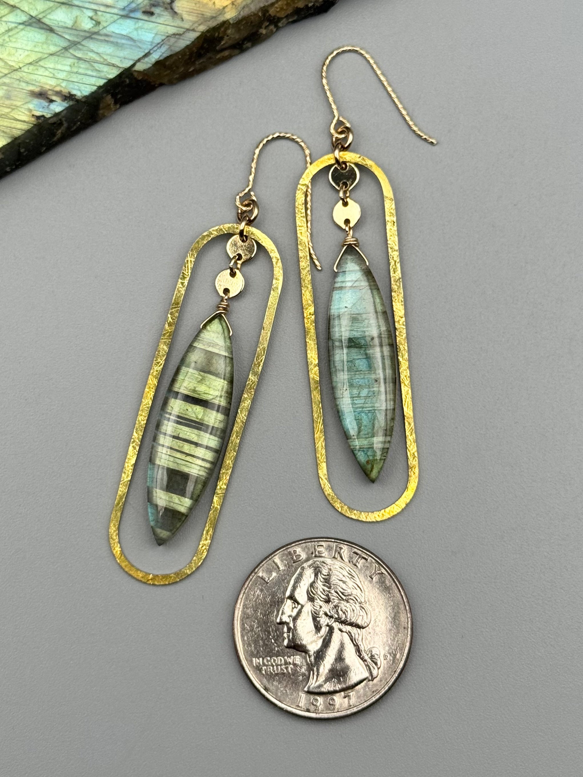 •PORTAL PENDULUM• labradorite marquise + gold earrings