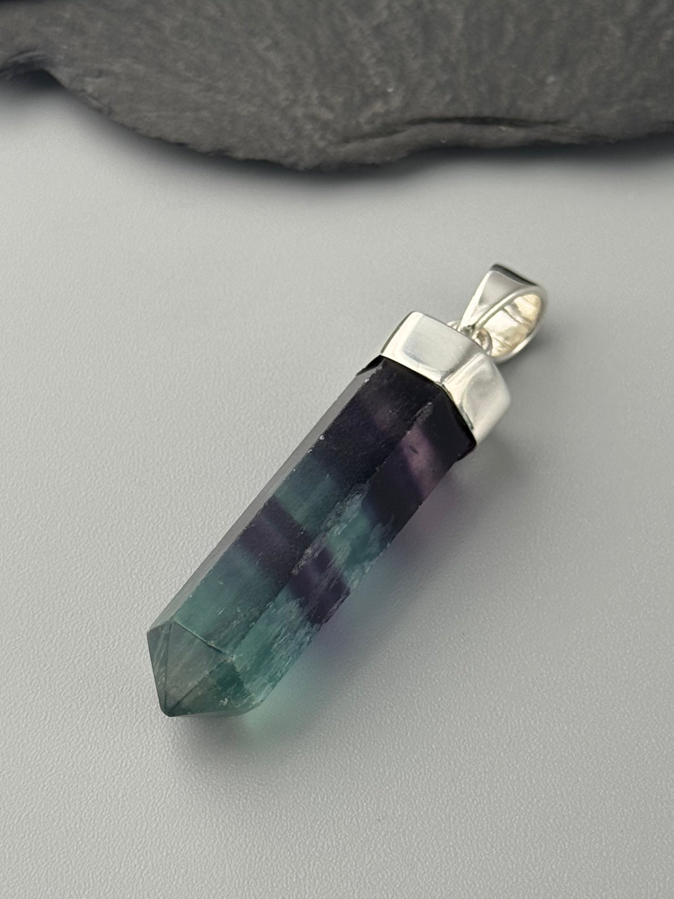 •FLUORITE POINT - 2• sterling silver pendant