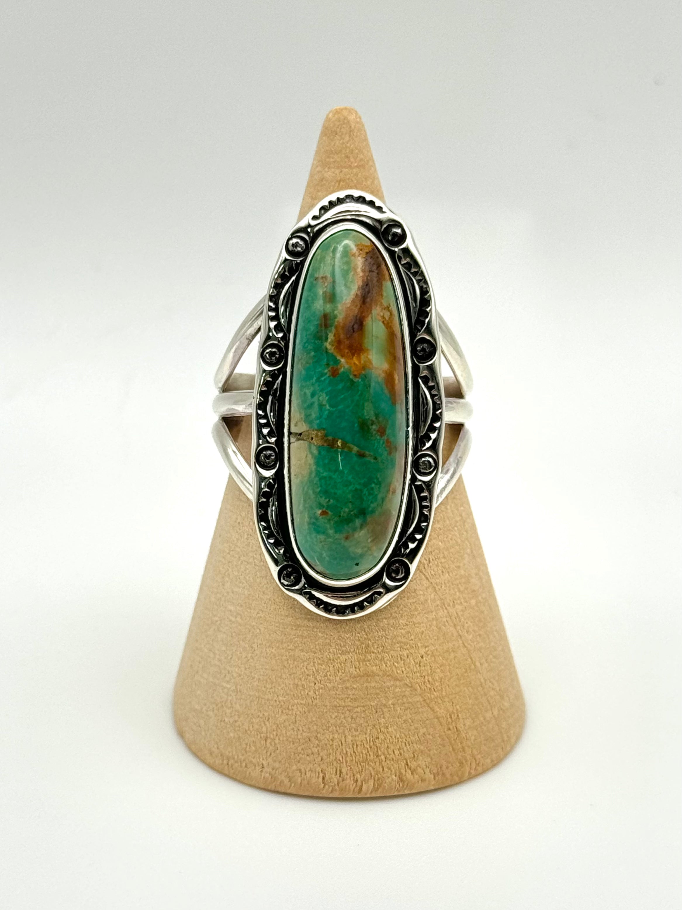 •KINGMAN TURQUOISE• Navajo silver ring (size 9)