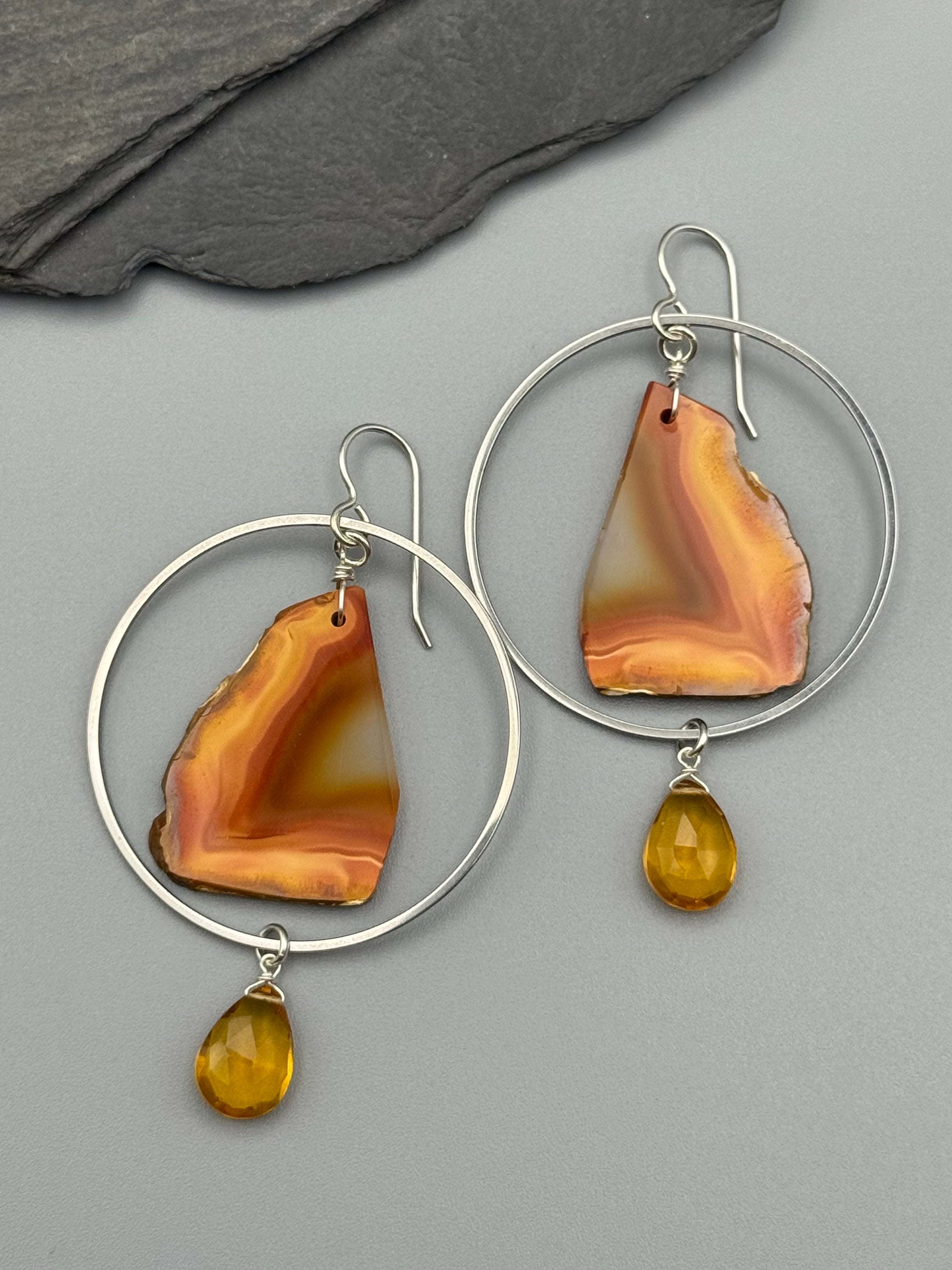 •LUNA• carnelian + citrine silver earrings