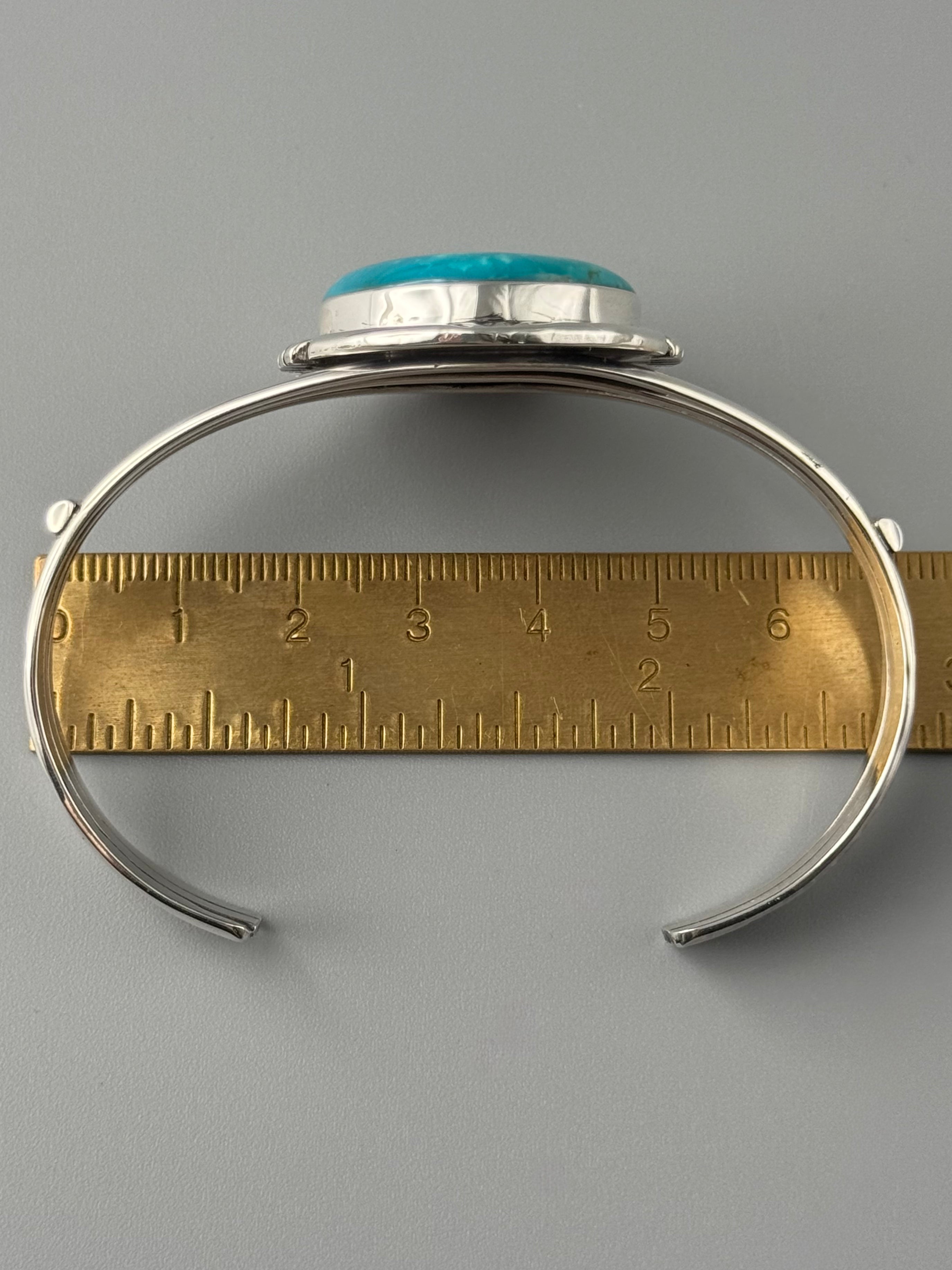 •KINGMAN TURQUOISE - BIG MOUNTAIN• Navajo sterling silver cuff bracelet (7.25" +/-)