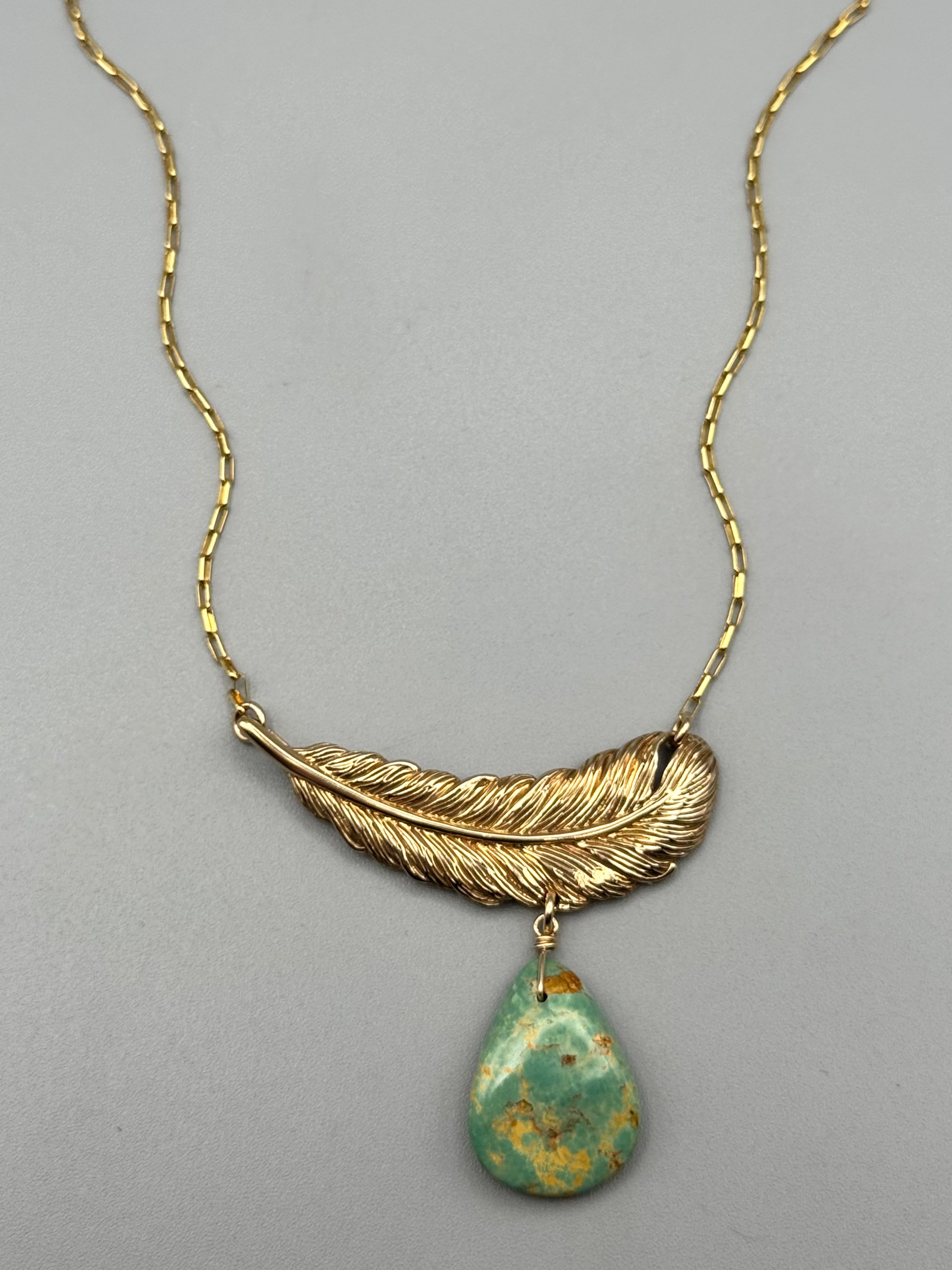 •FLIGHT• turquoise + gold necklace (16"-18" long)