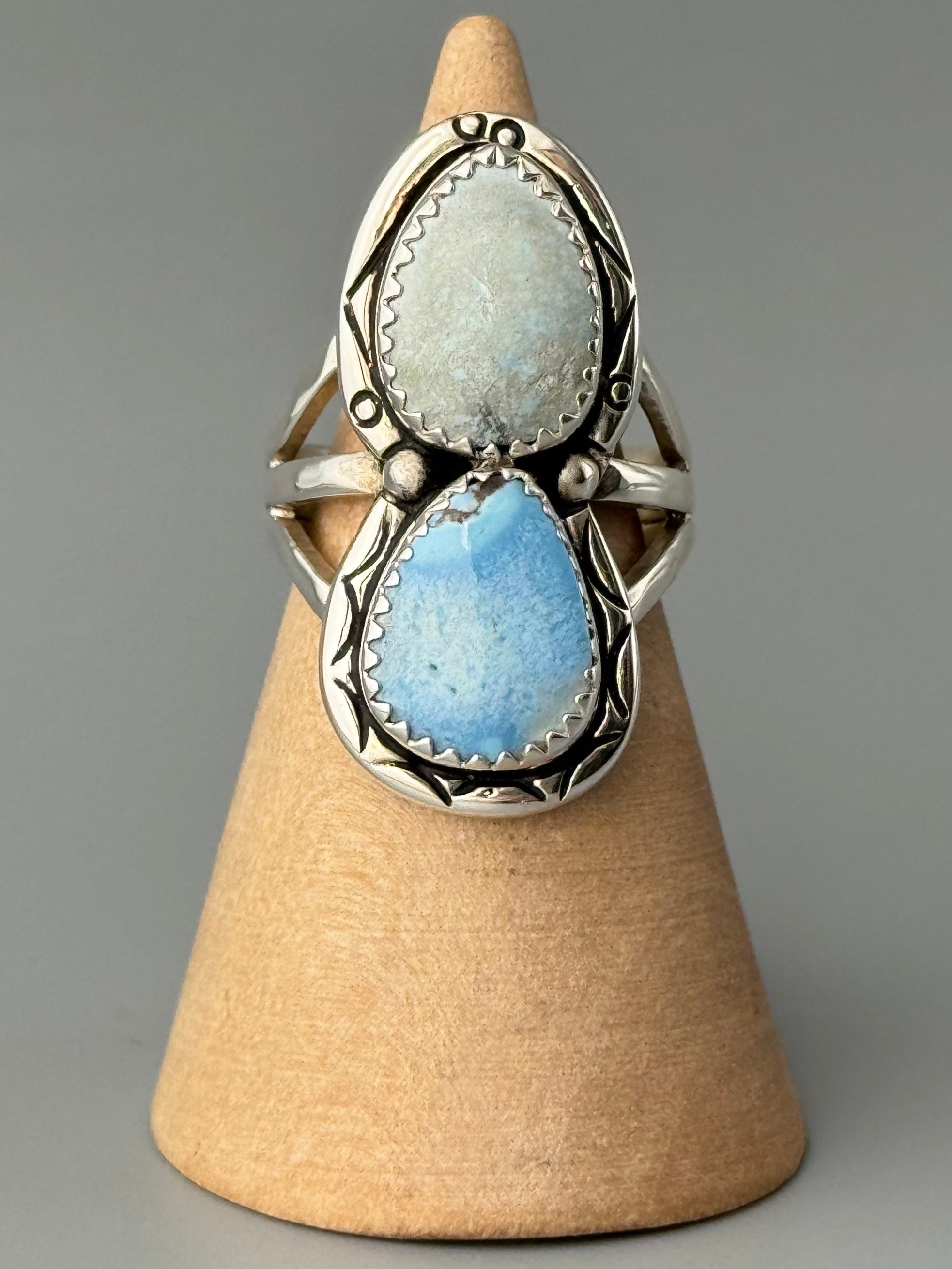 •GOLDEN HILL TURQUOISE - NAAKI• Navajo silver ring (size 6.25)