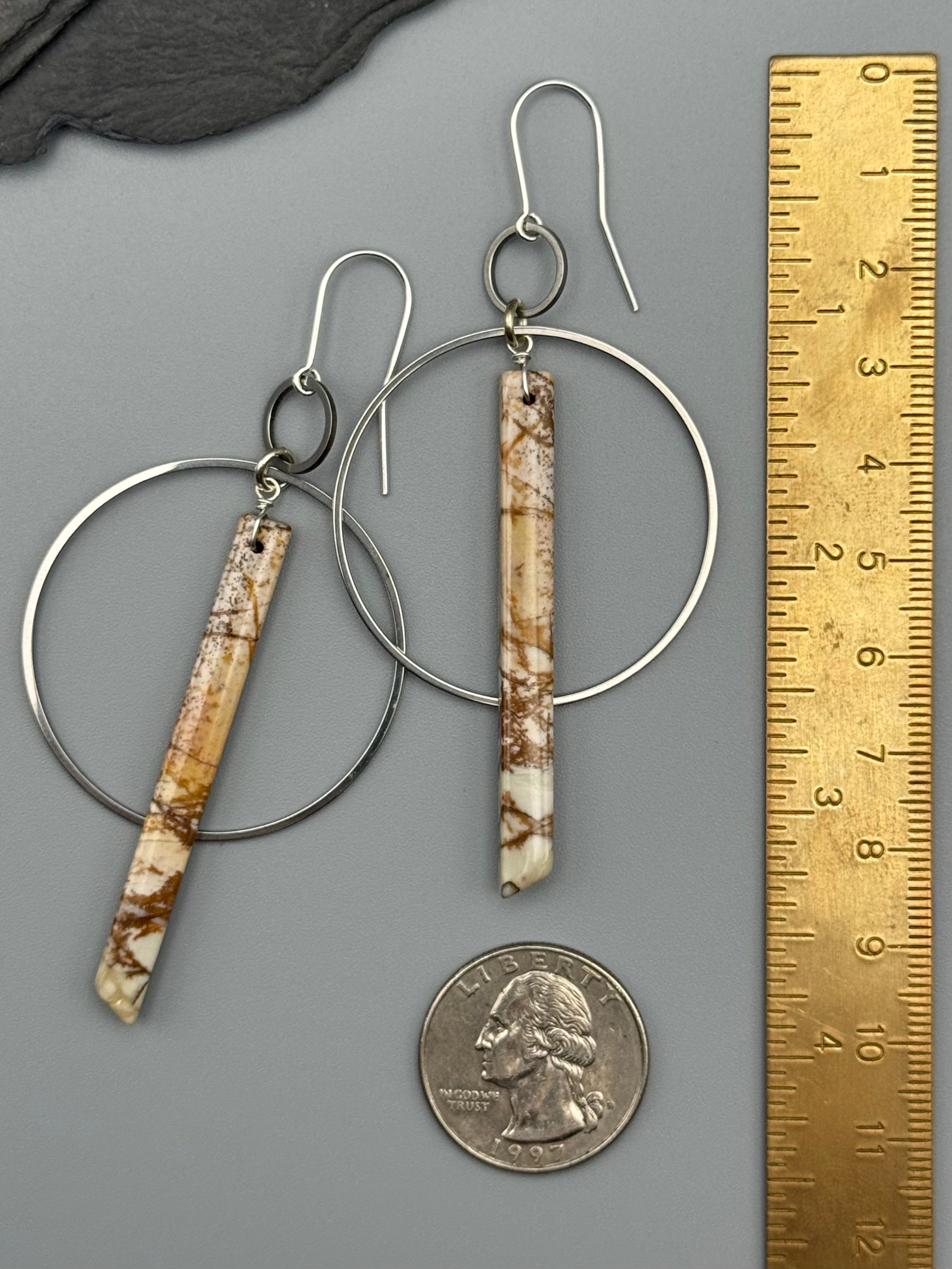•EQUA-ORBIT• red creek jasper + silver earrings