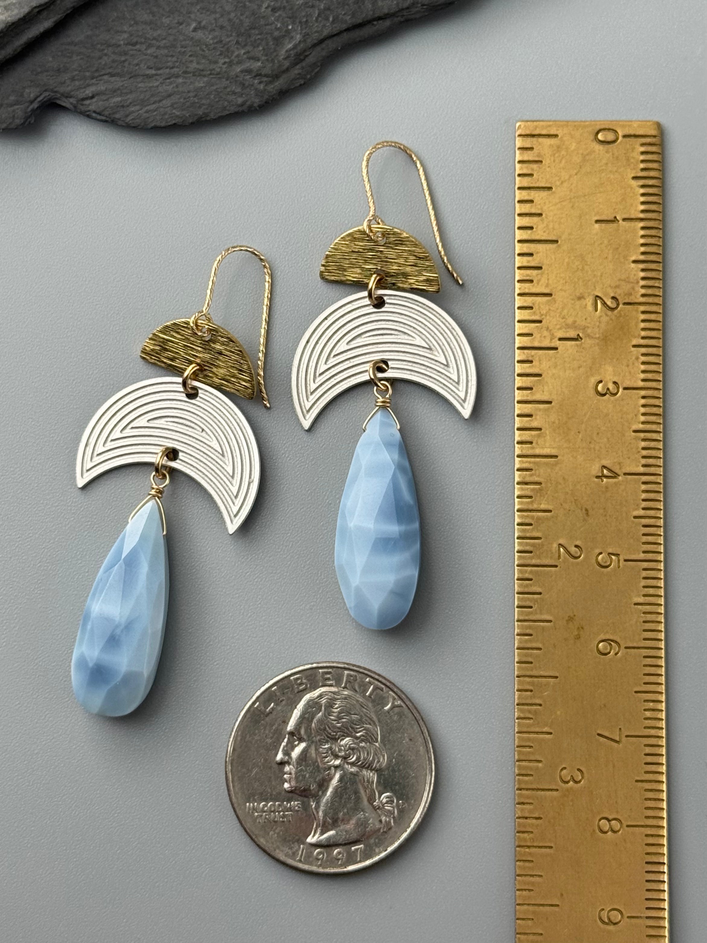 •CENTRIC STACK• blue opal + mixed metal earrings