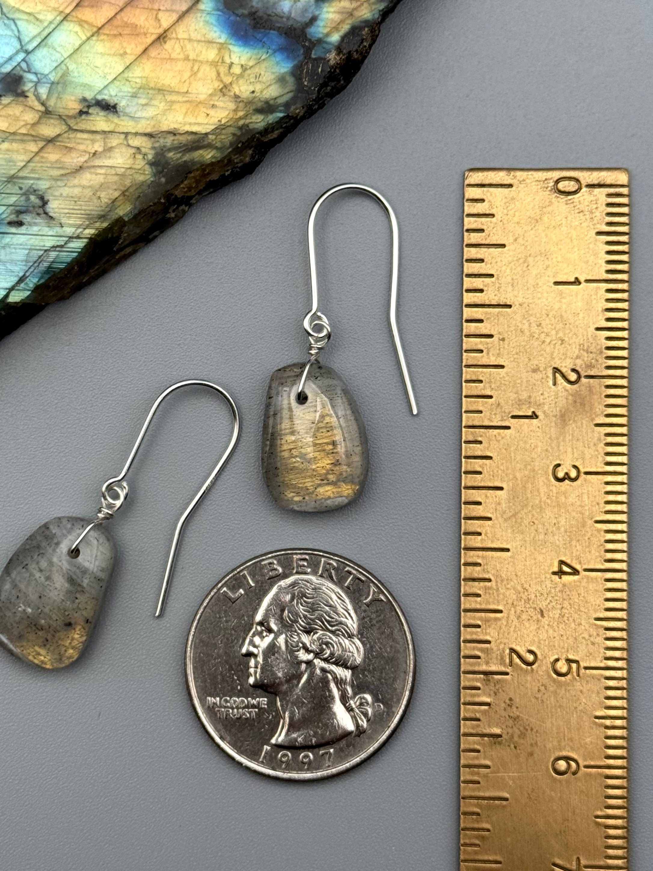 •STRAY• golden labradorite + silver earrings