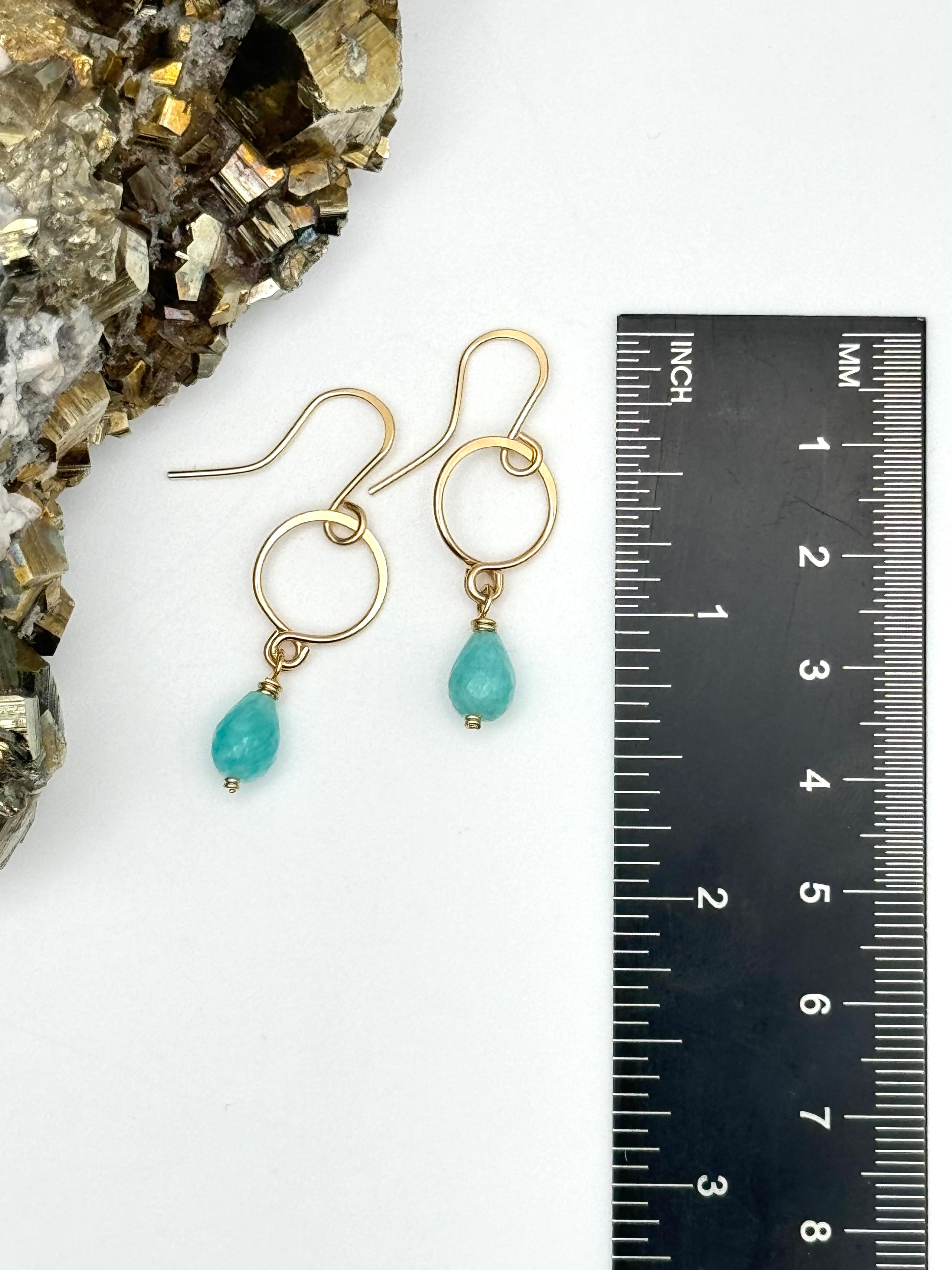 •DROPLET• amazonite + gold dangle earrings