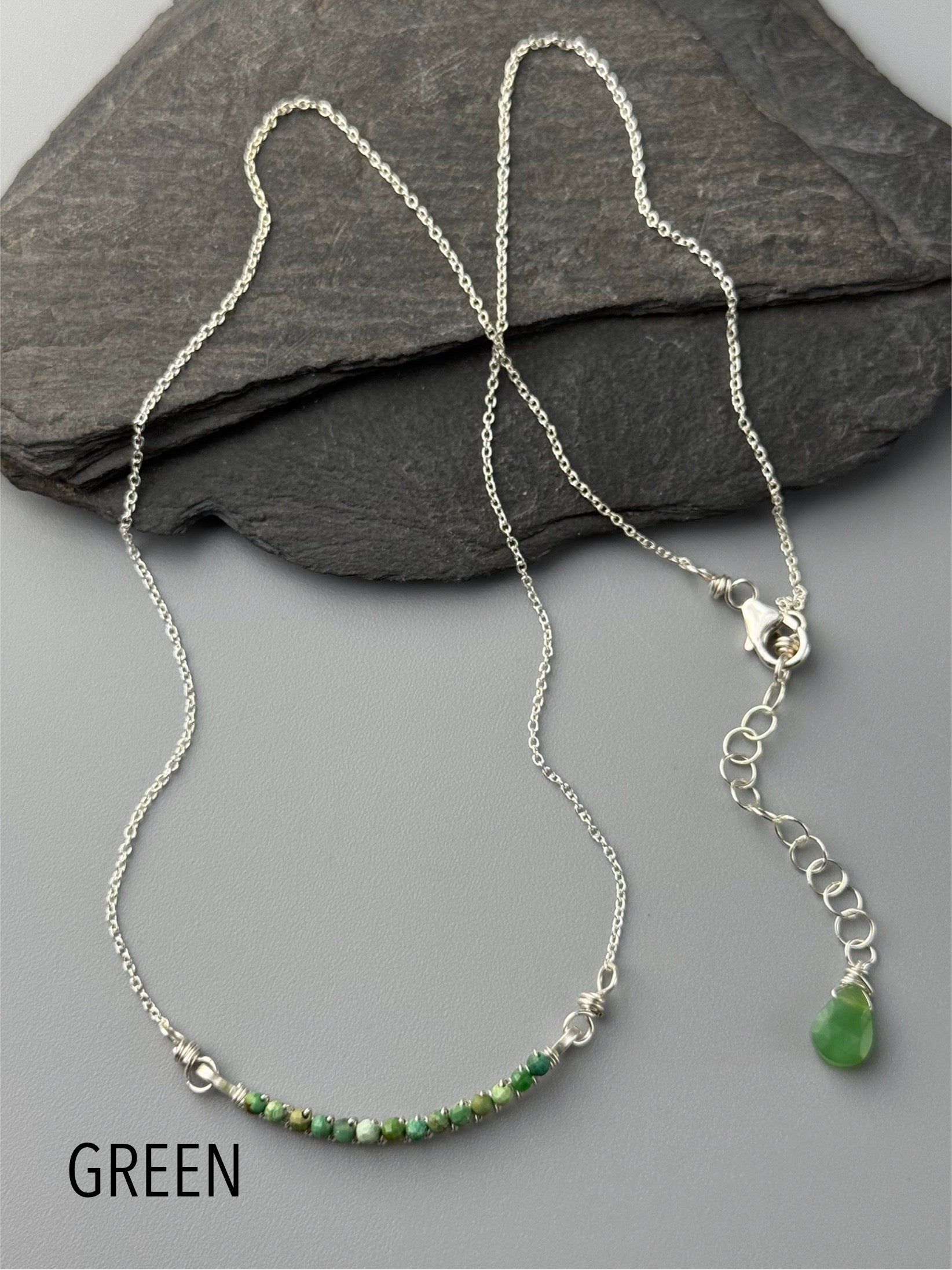 •SMILE• turquoise + silver necklace (16" long)