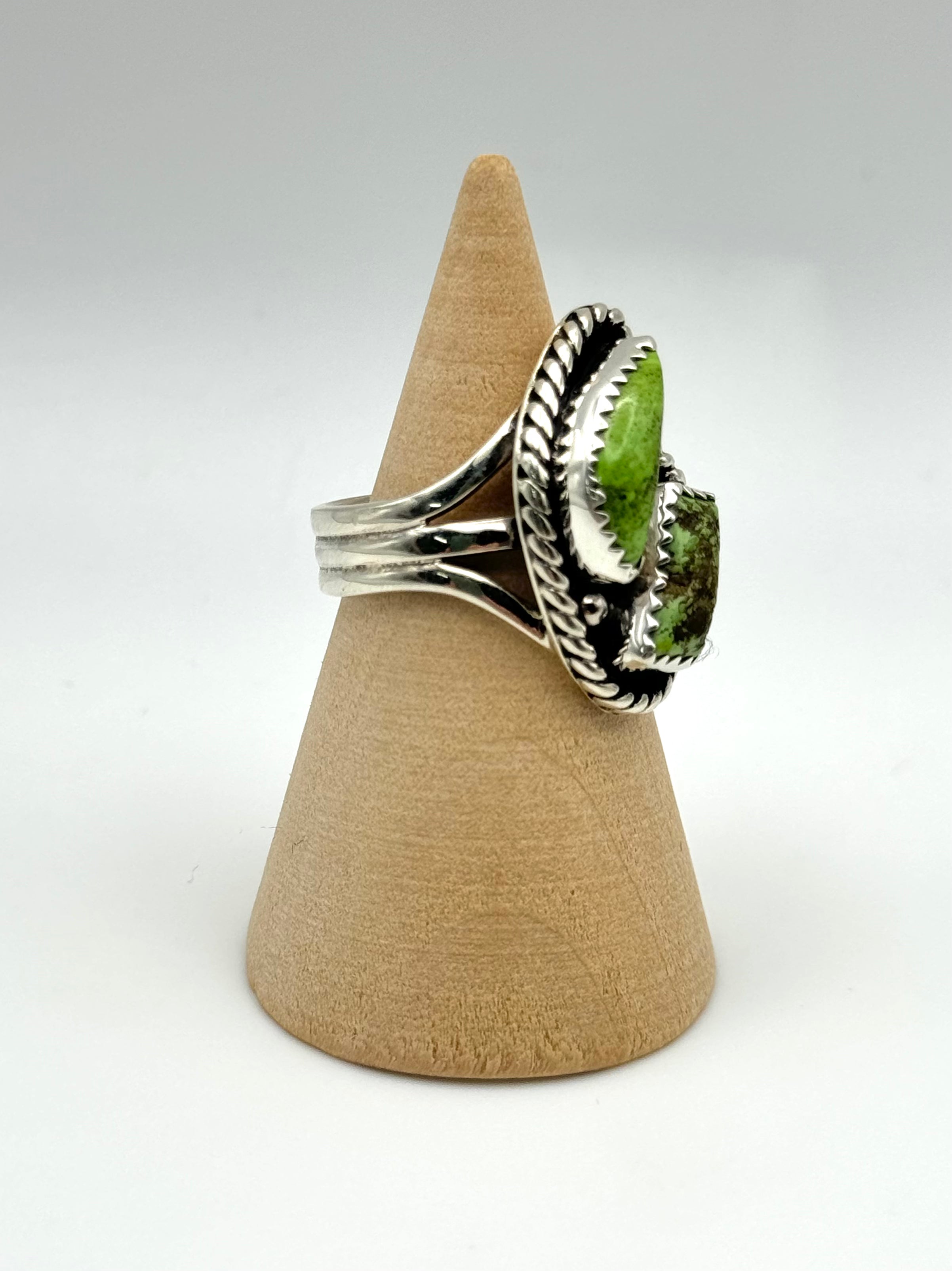 •GASPEITE• Navajo silver double stone ring (size 7)