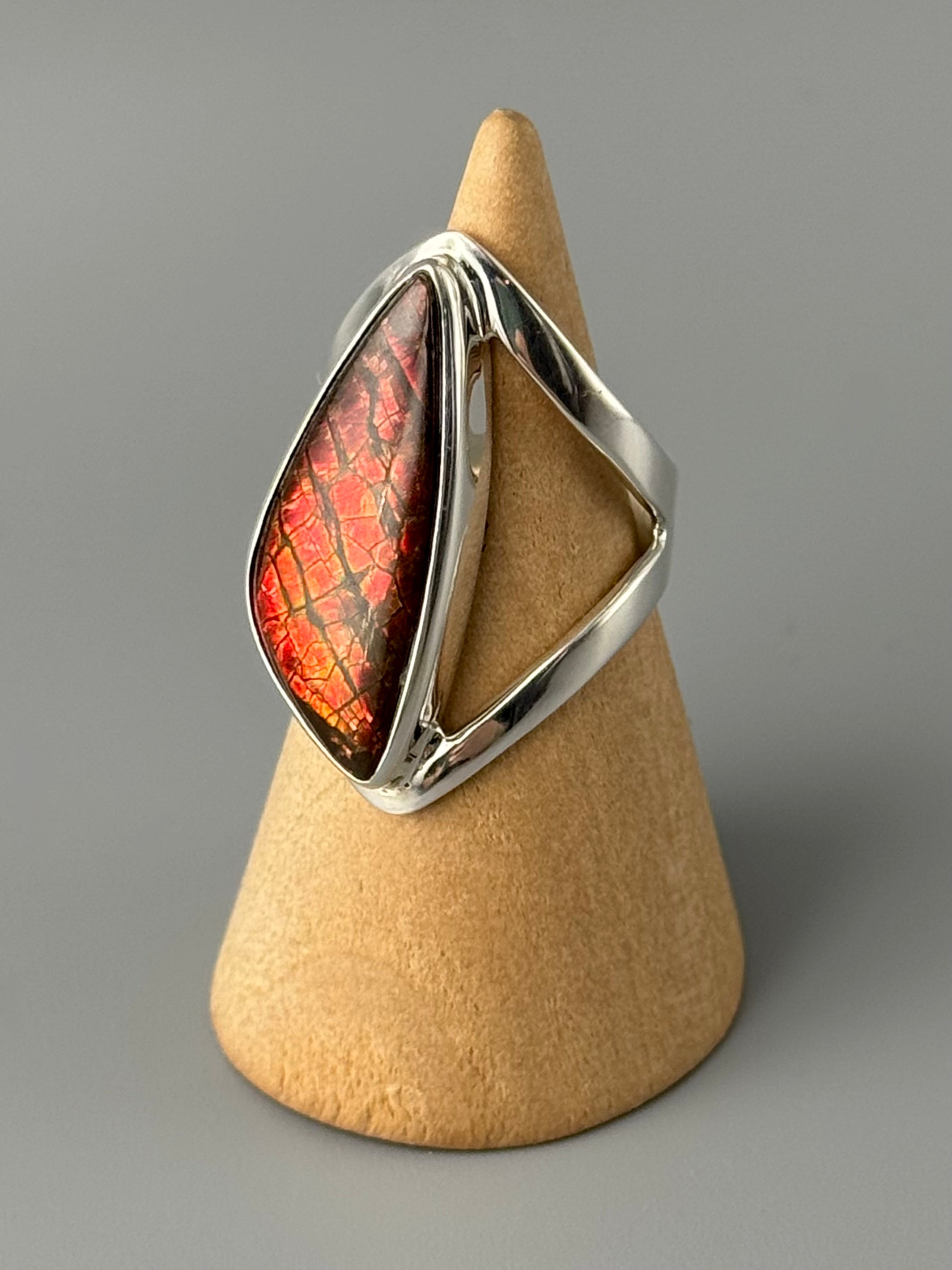 •AMMOLITE - TRUSS• silver ring (size 7)