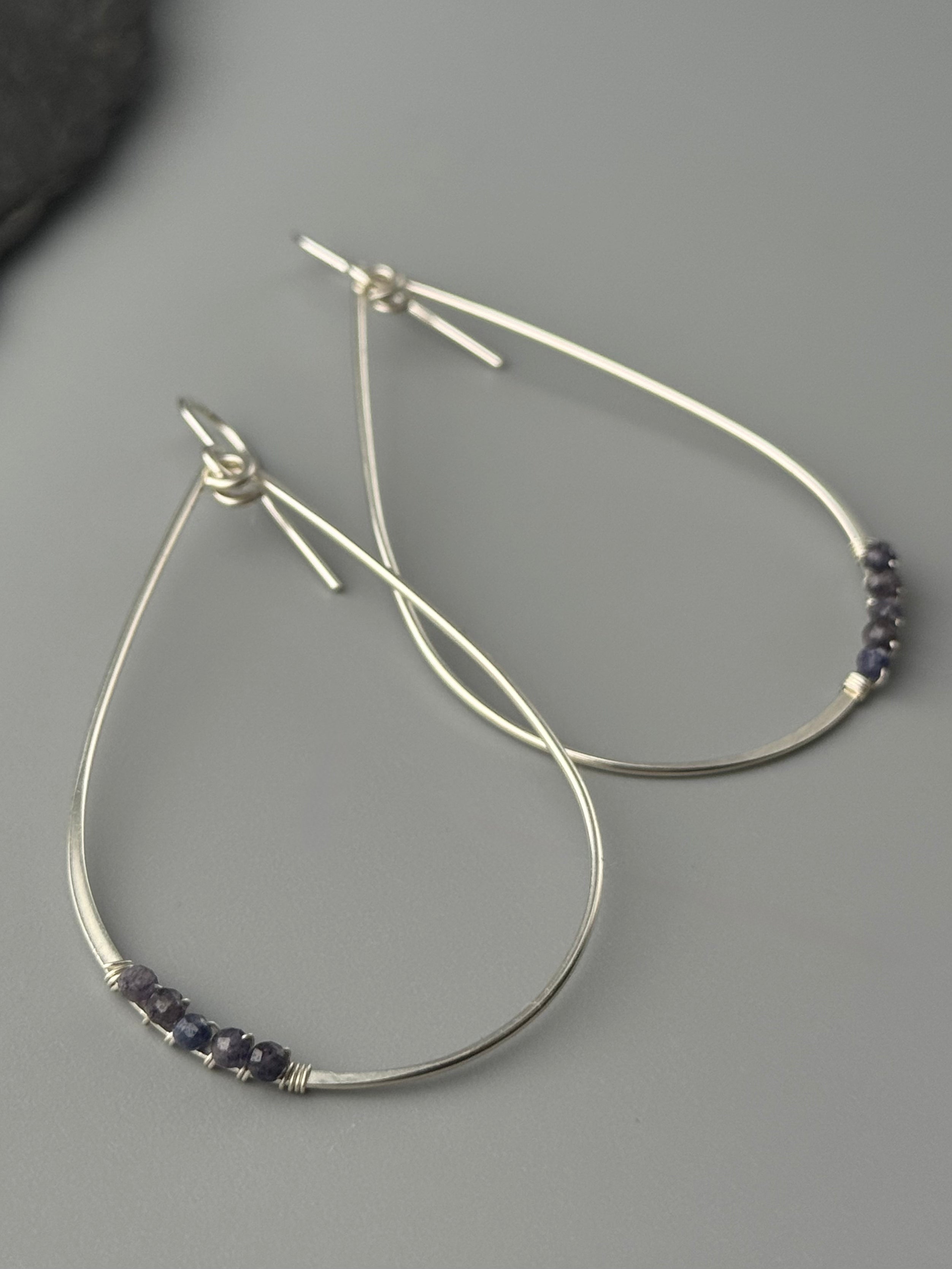 •TEARDROP DANGLE• sapphire + silver earrings