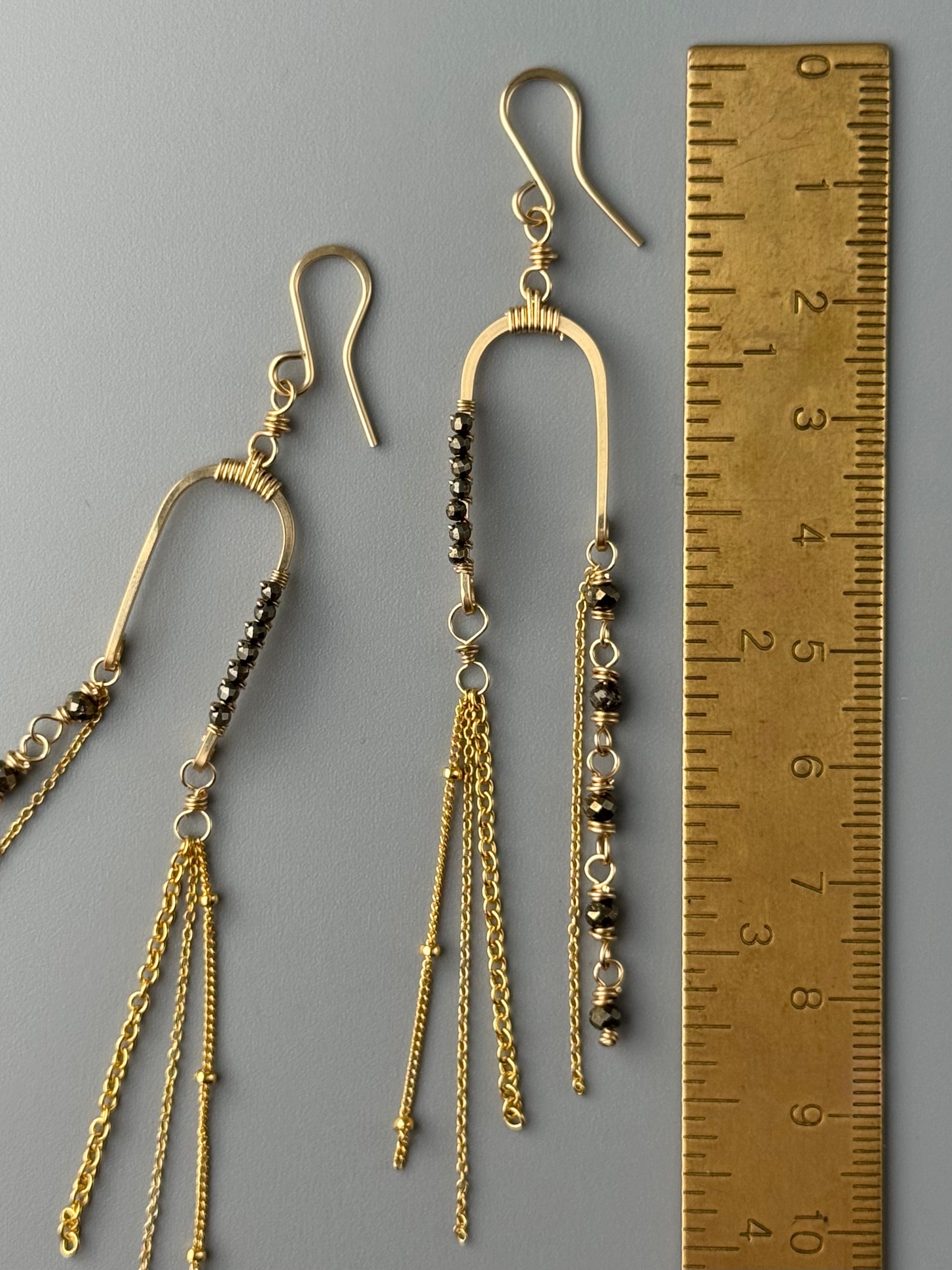 •BALANCING ACT• pyrite + gold dangle earrings