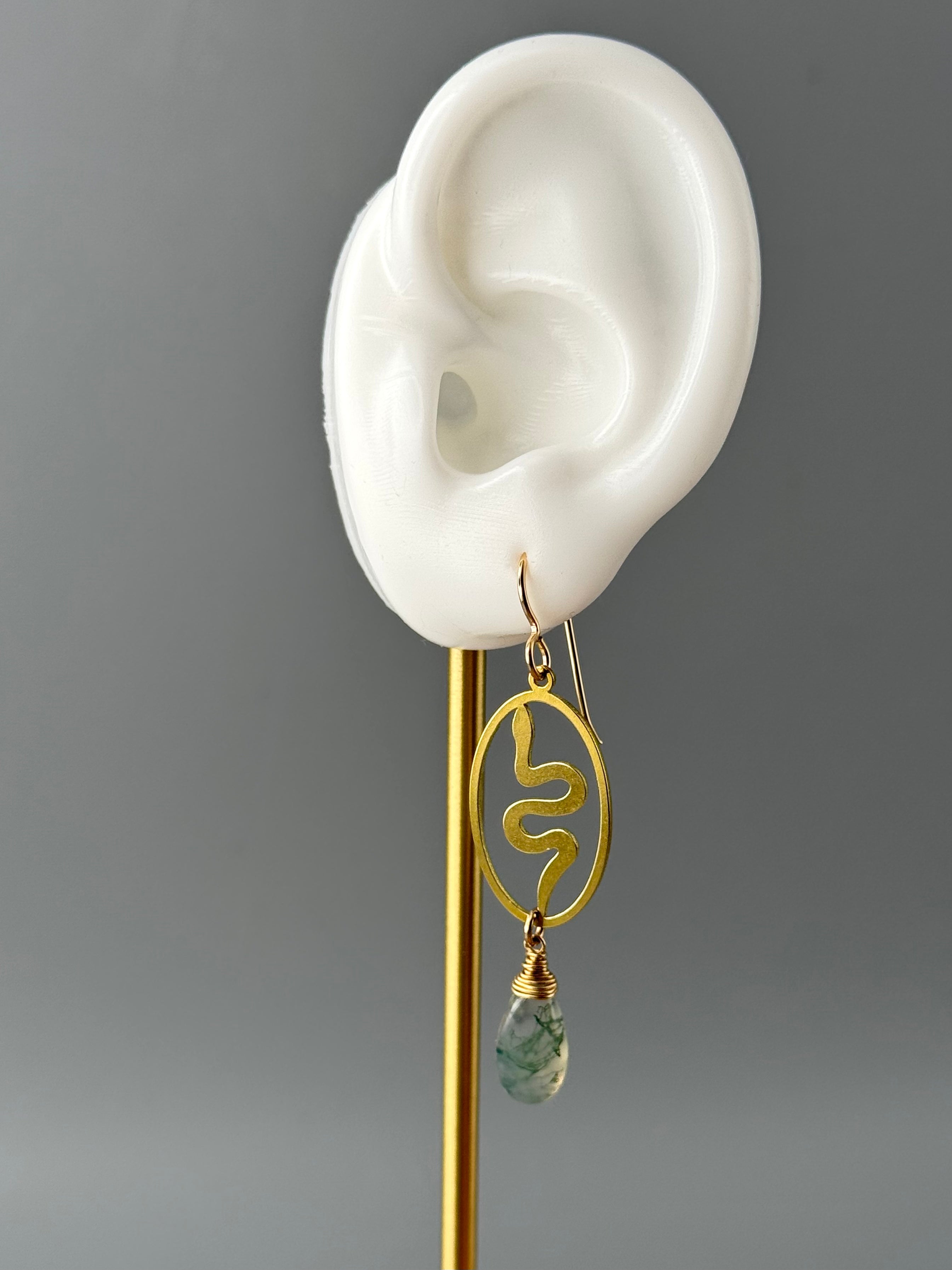 •SUEÑO• moss agate + gold earrings