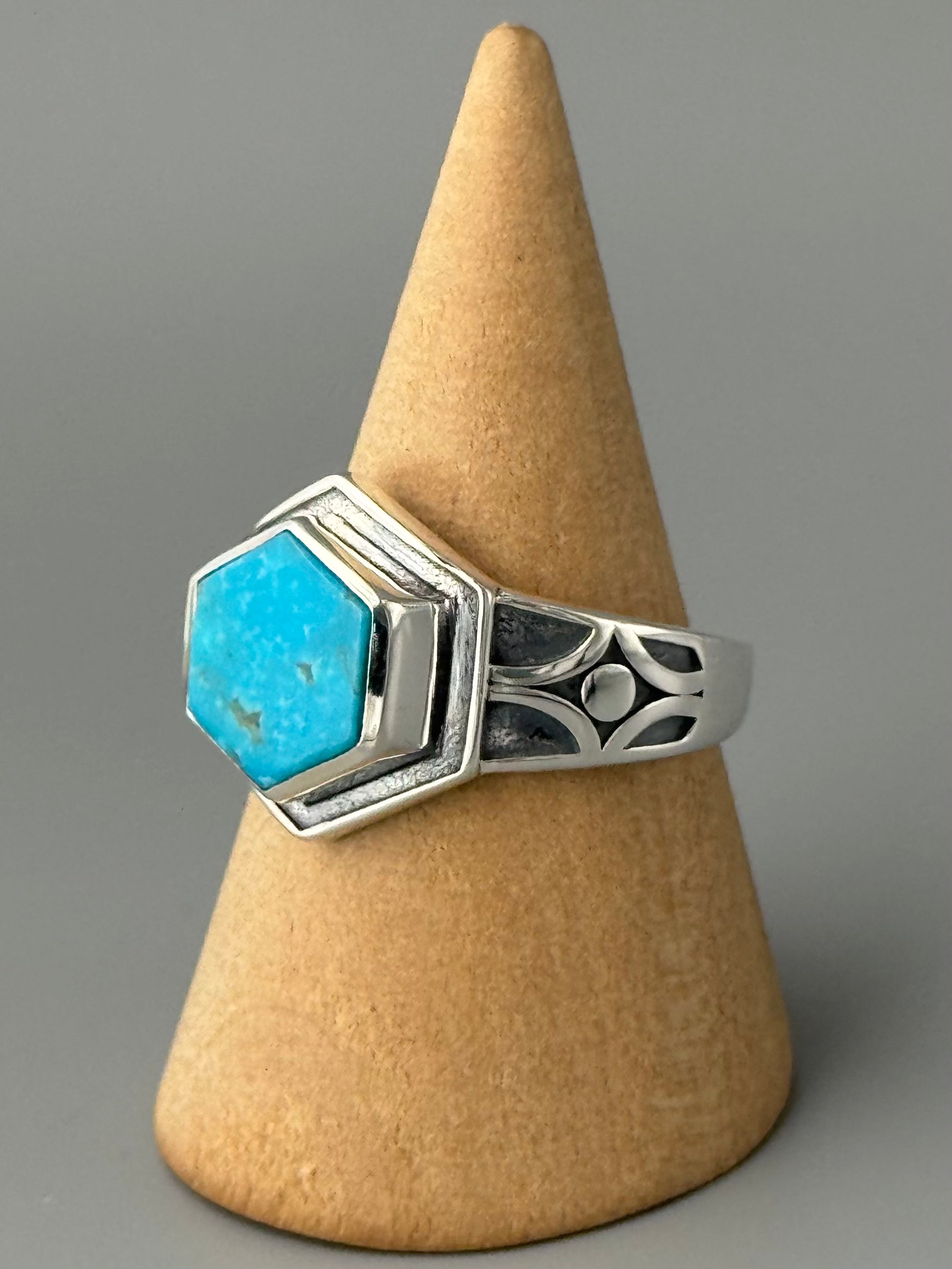 •MEXICAN TURQUOISE - HEX SIGNET• sterling silver ring (various sizes)