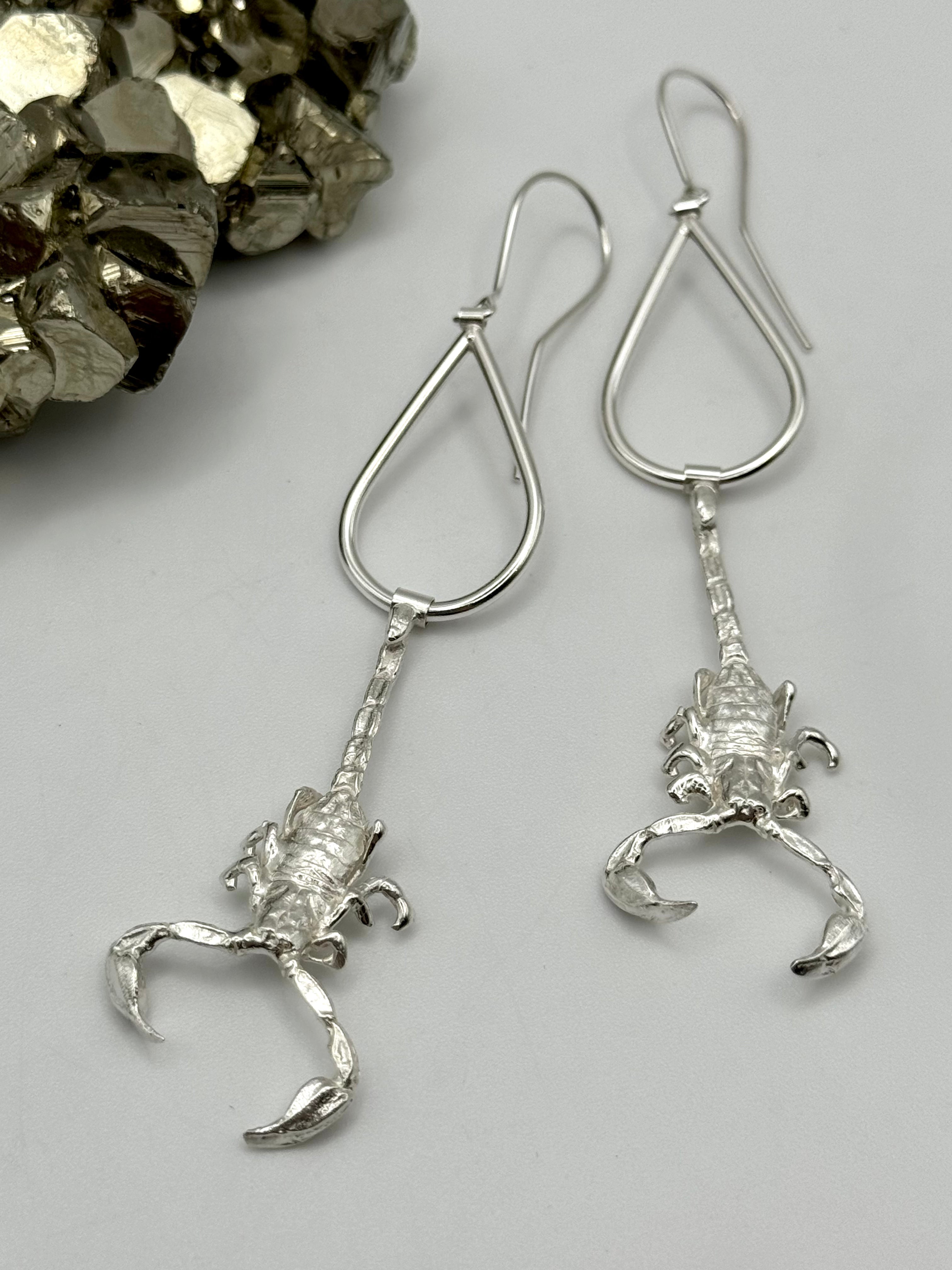 •SCORPION TEARDROP• silver dangle earrings