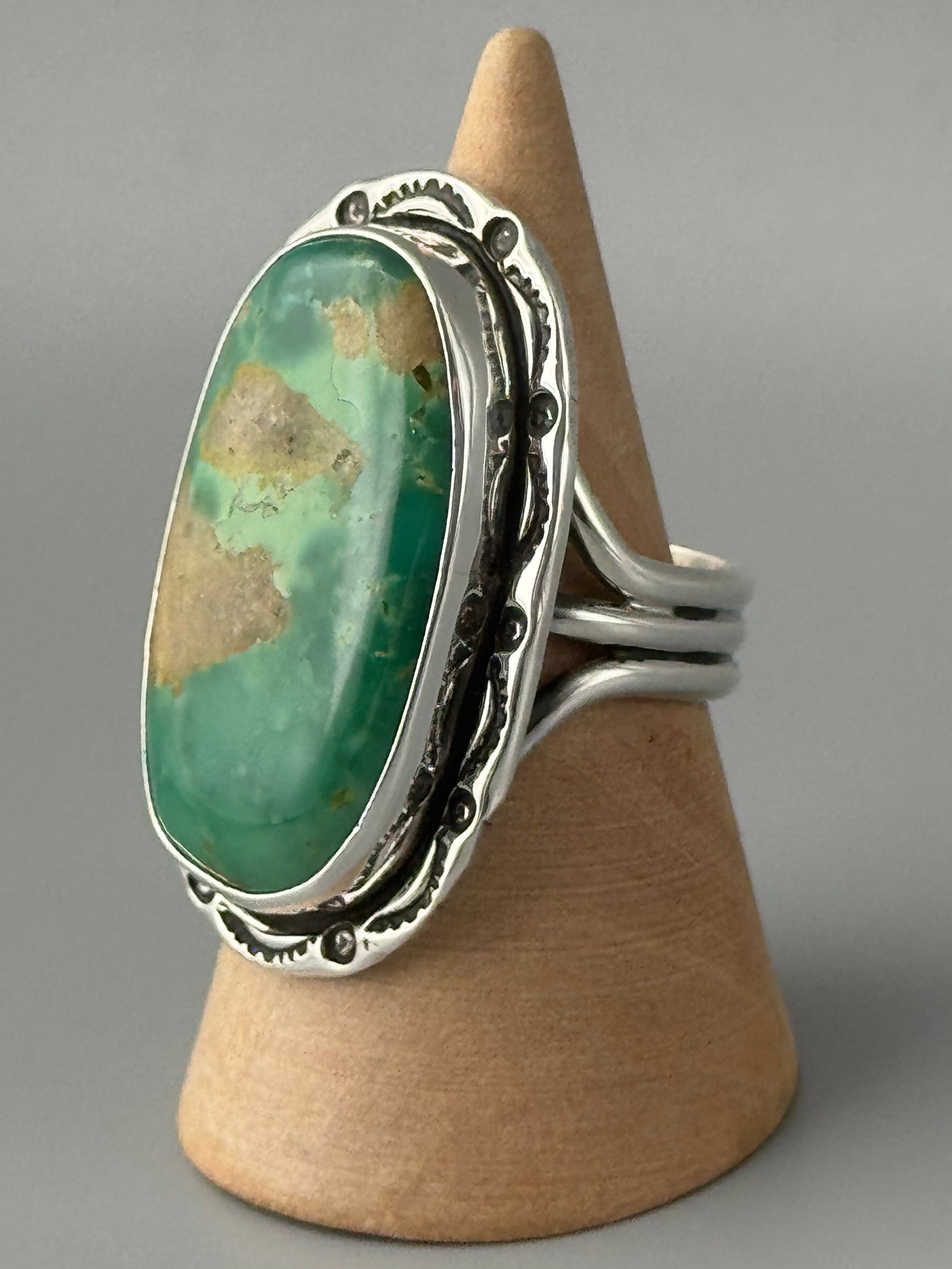 •ARMENIAN TURQUOISE - SHÁ• Navajo silver ring (size 10)