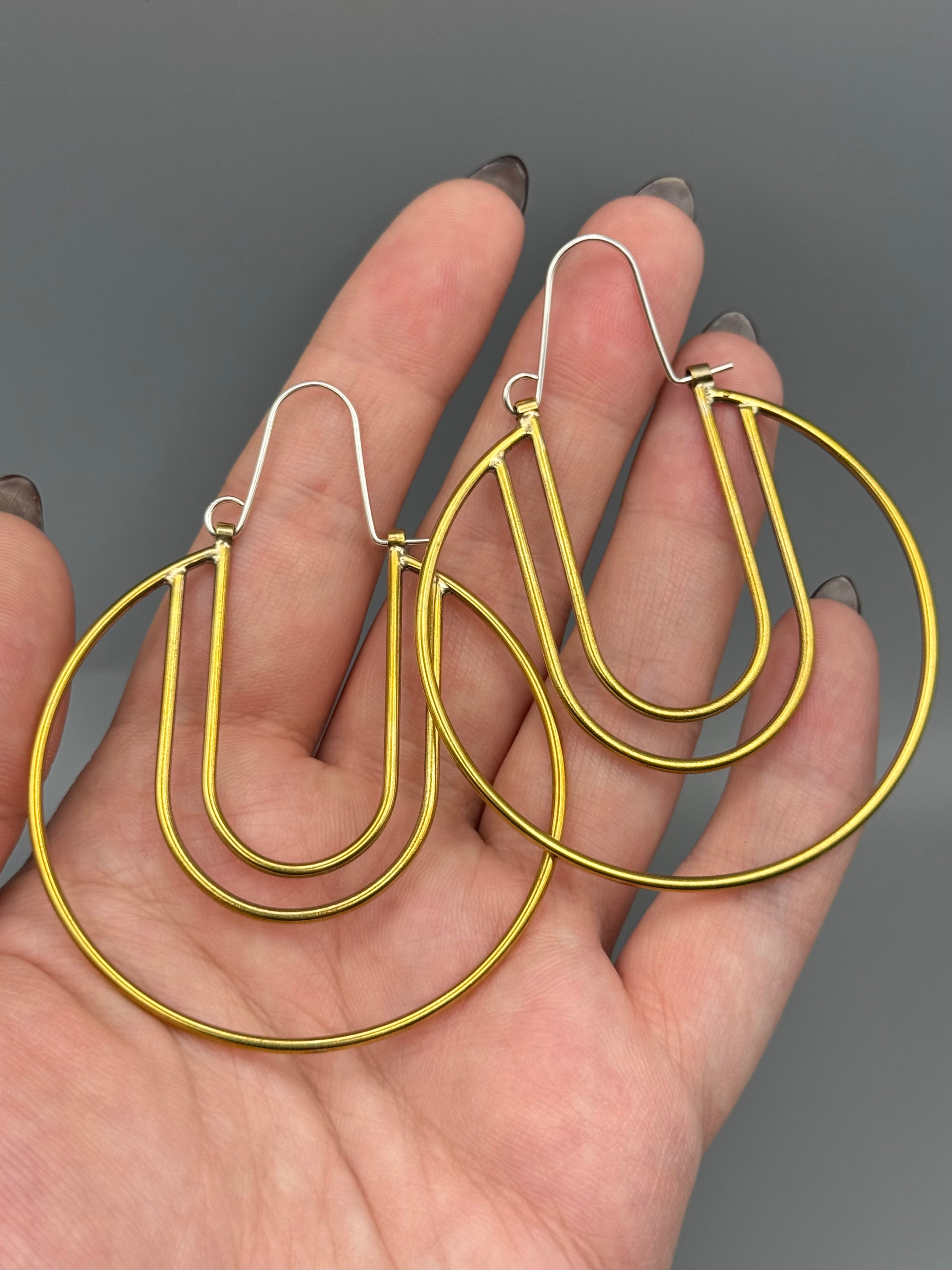 •CRESCENT YOU• brass hoop earrings