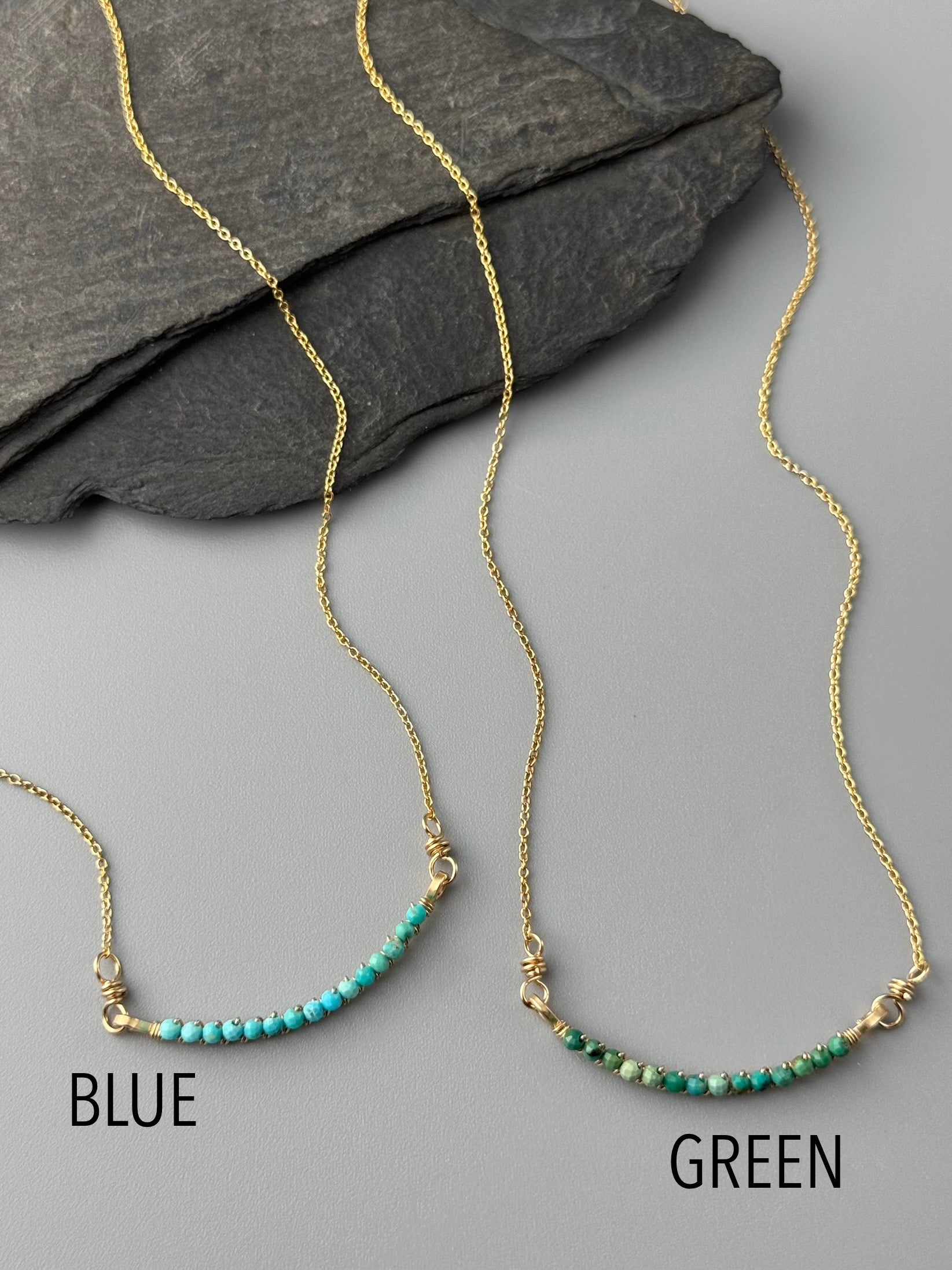 •SMILE• turquoise + gold necklace (16" long)