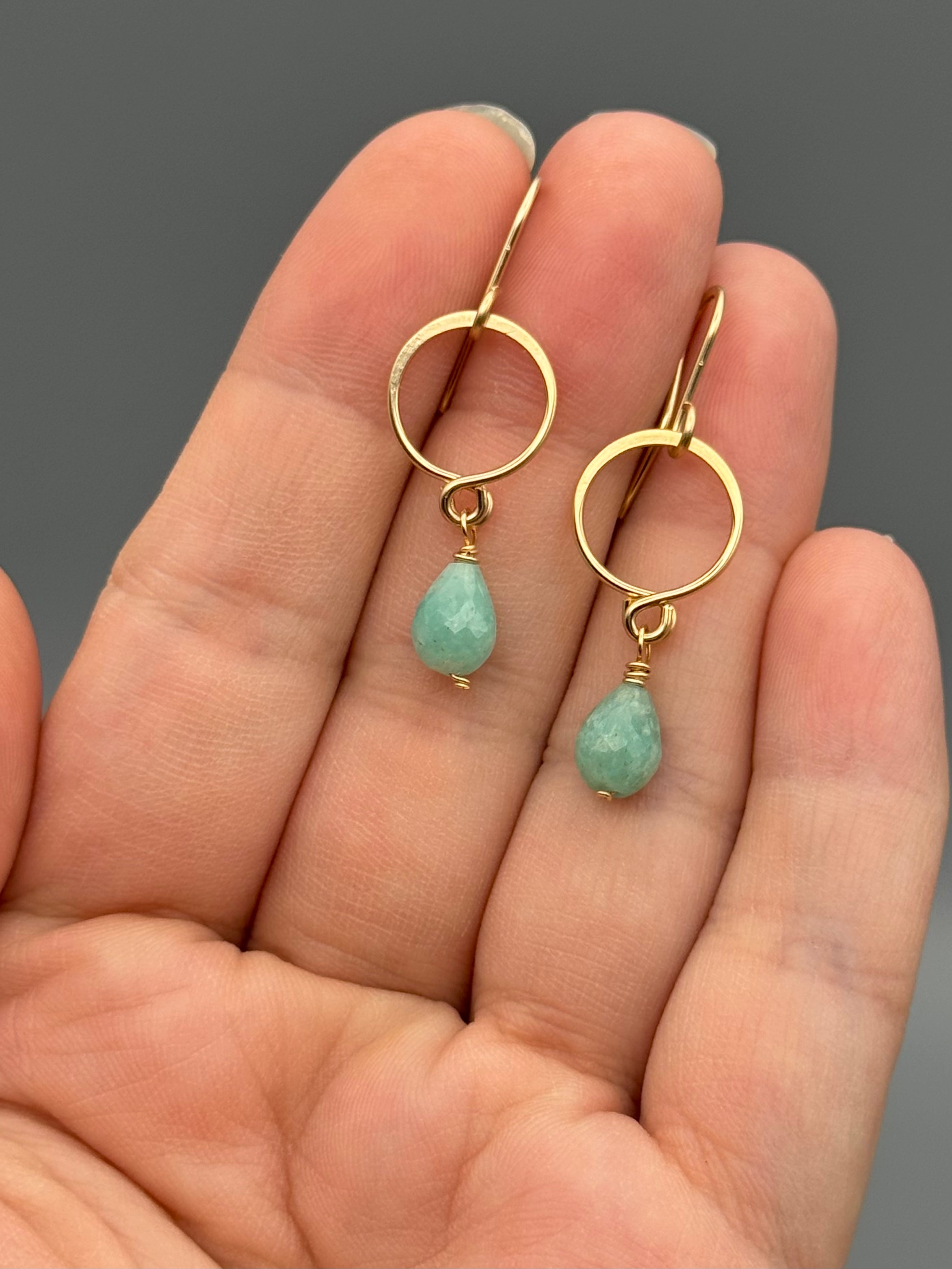 •DROPLET• amazonite + gold dangle earrings